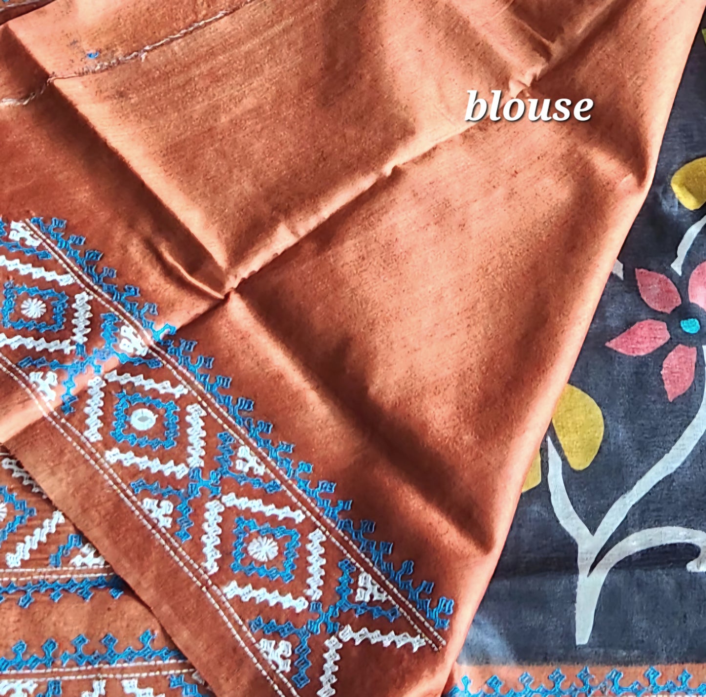 HANDPAINTED KUTCHWORK SILK SAREE