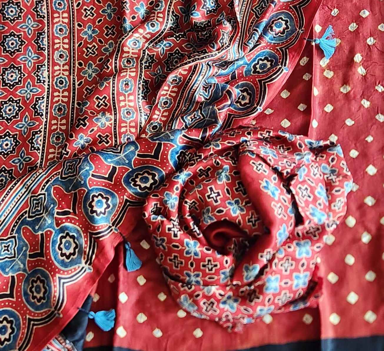 AJRAKH BANDHANI SILK SAREE