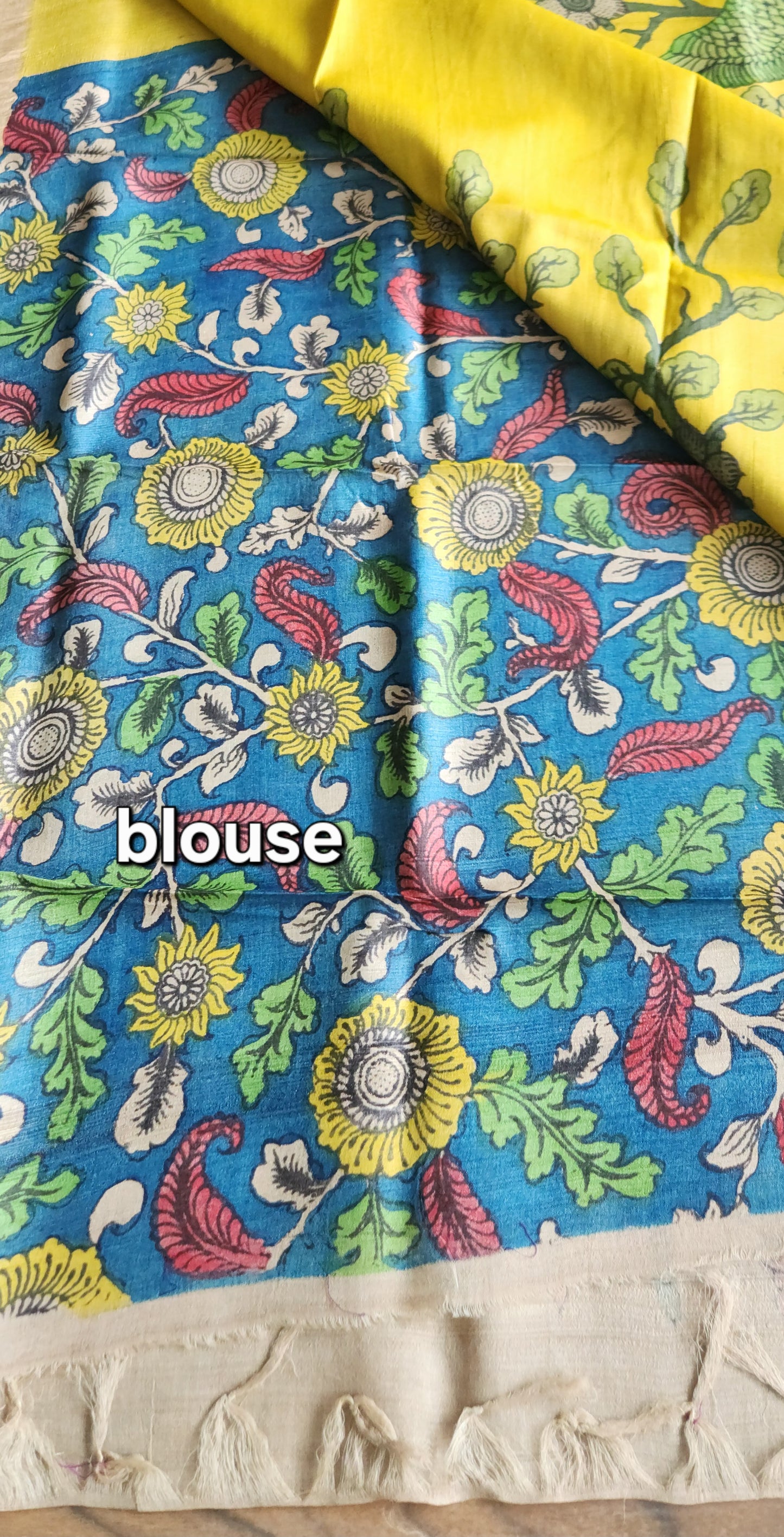 KALAMKARI SILK SAREE - PARAKEETS