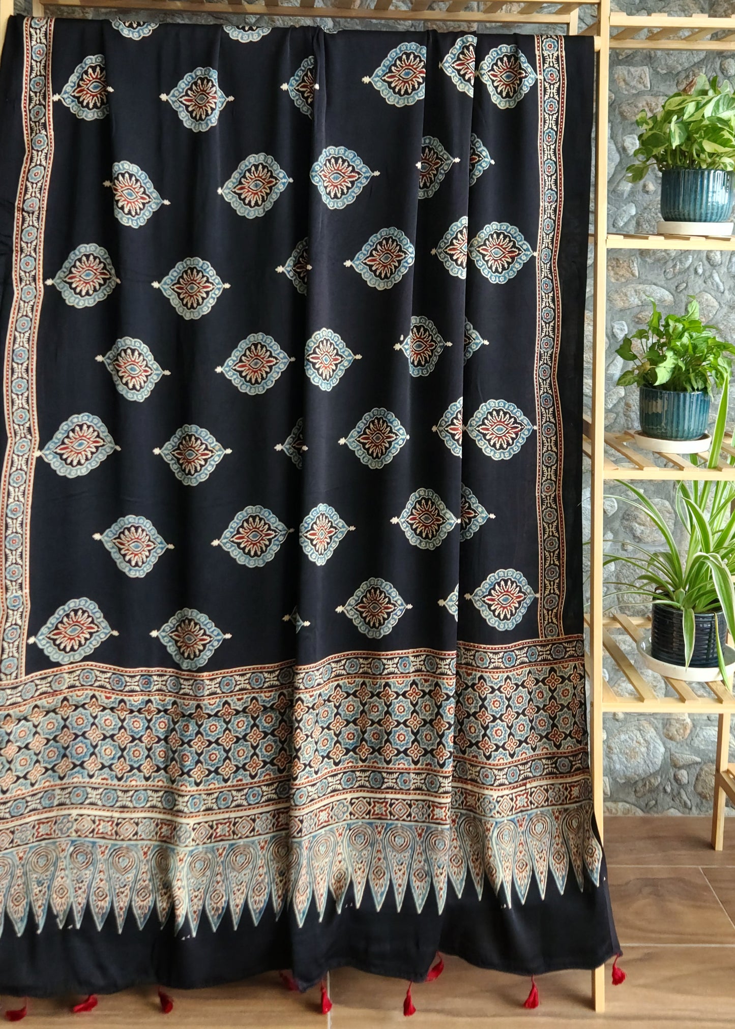 Ajrakh dupatta officewear dupatta silk dupatta Indian gifts black dupatta gifts for her modal silk