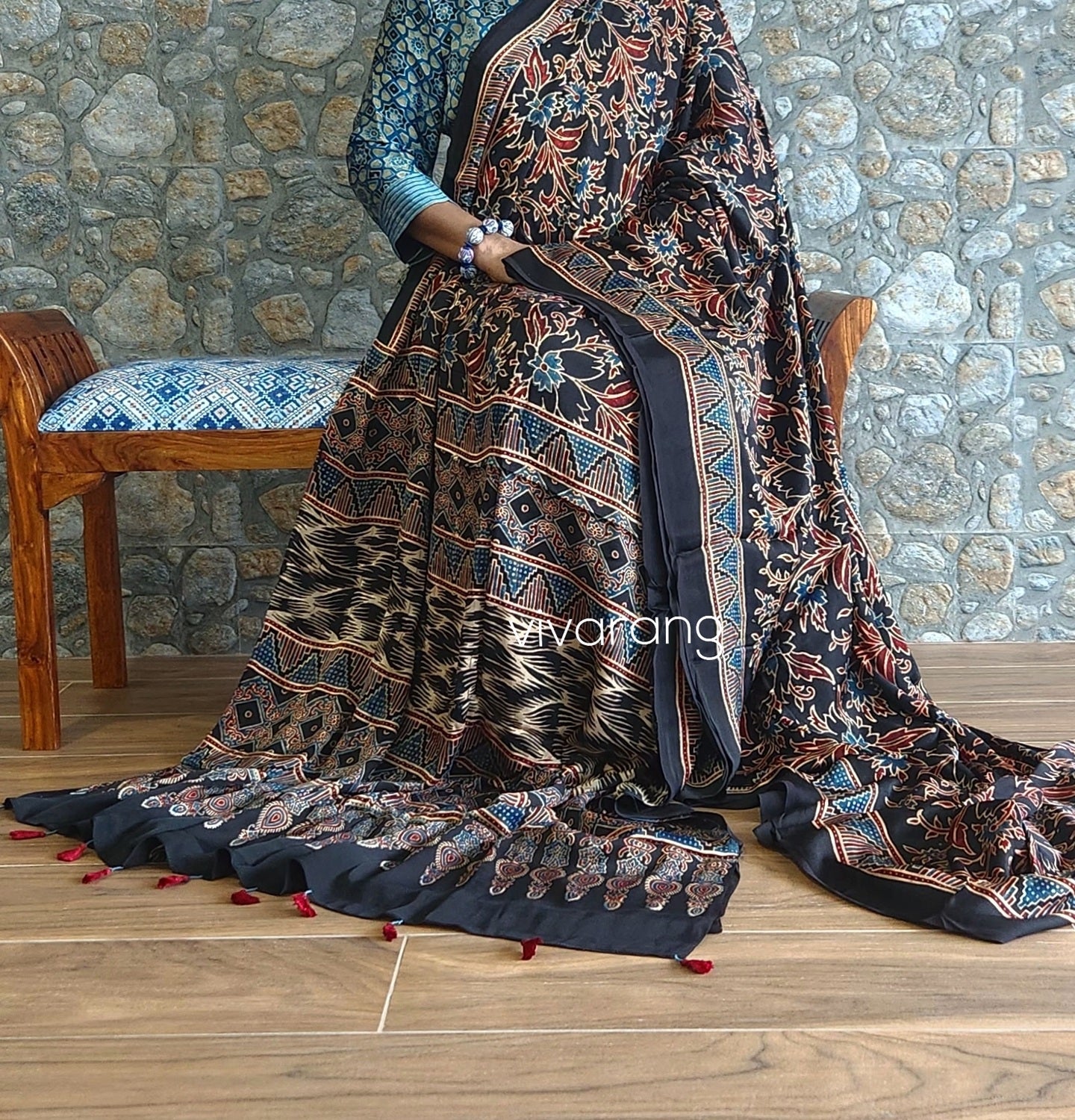 Anniversary gift Birthday gift saree 50th birthday Ajrakh saree