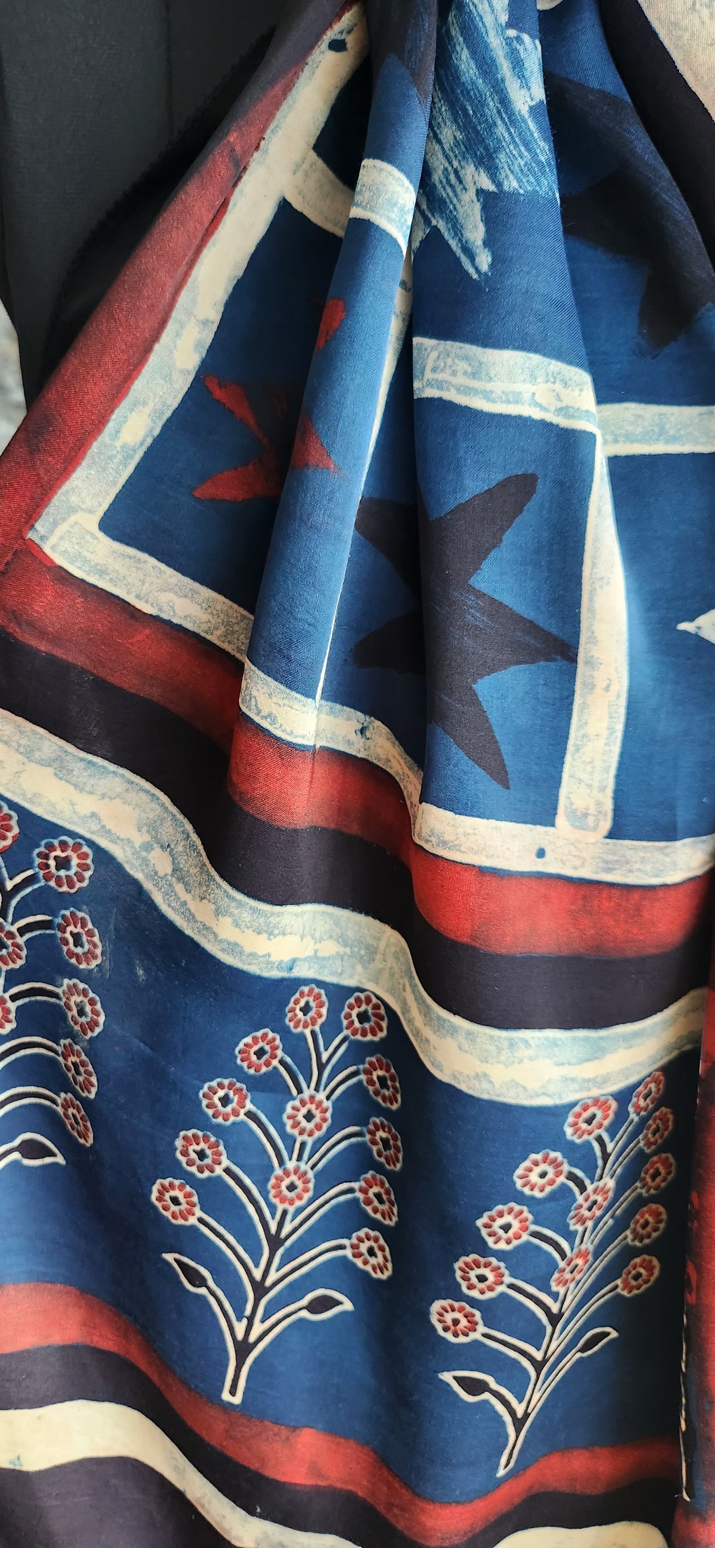 Ajrakh stole blue stole Indian gifts handmade gifts coporate gifts