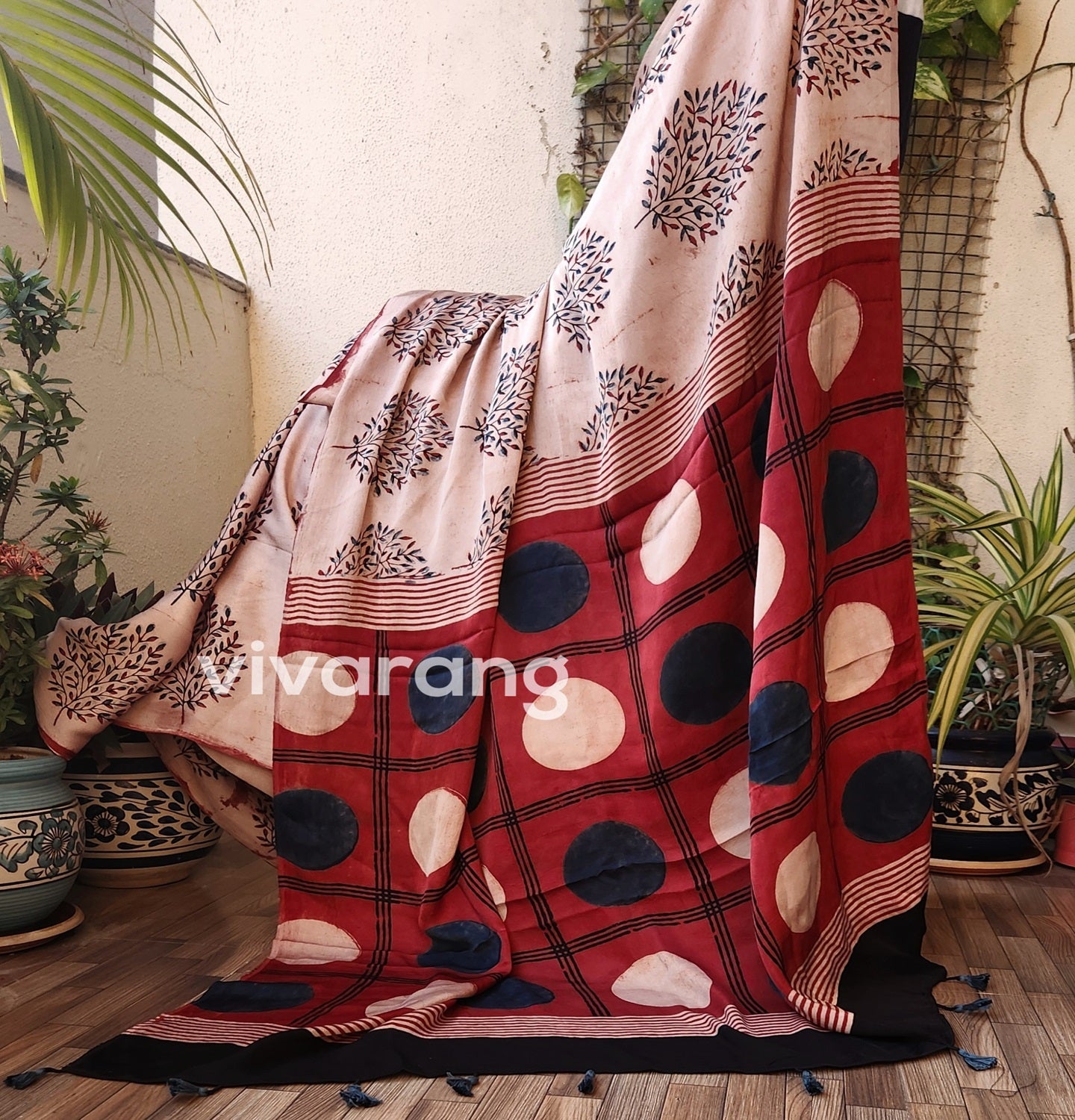 ajrakhsaree sarees ajrakh modal silk officewear Red saree