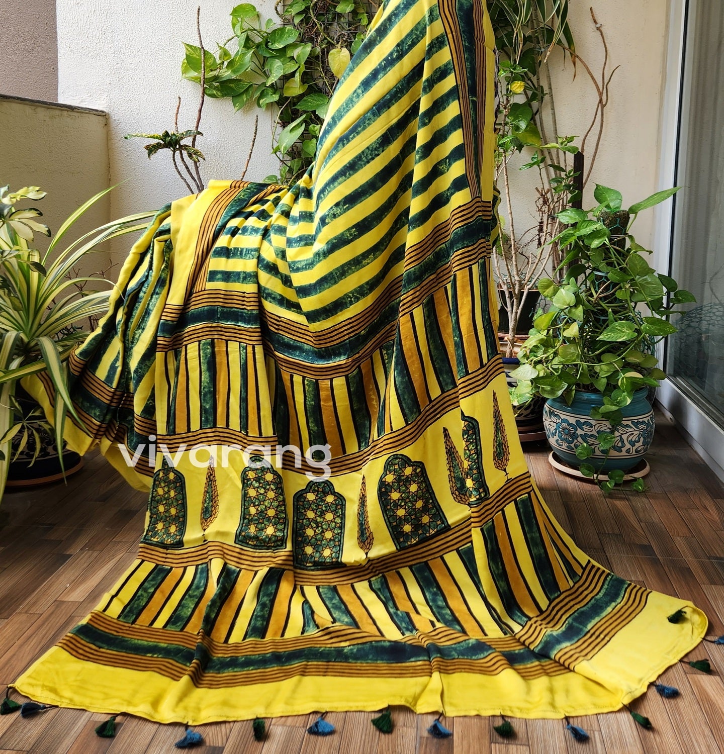 ajrakhsaree sarees ajrakh modal silk officewear yellow saree Haldi look haldi outfit