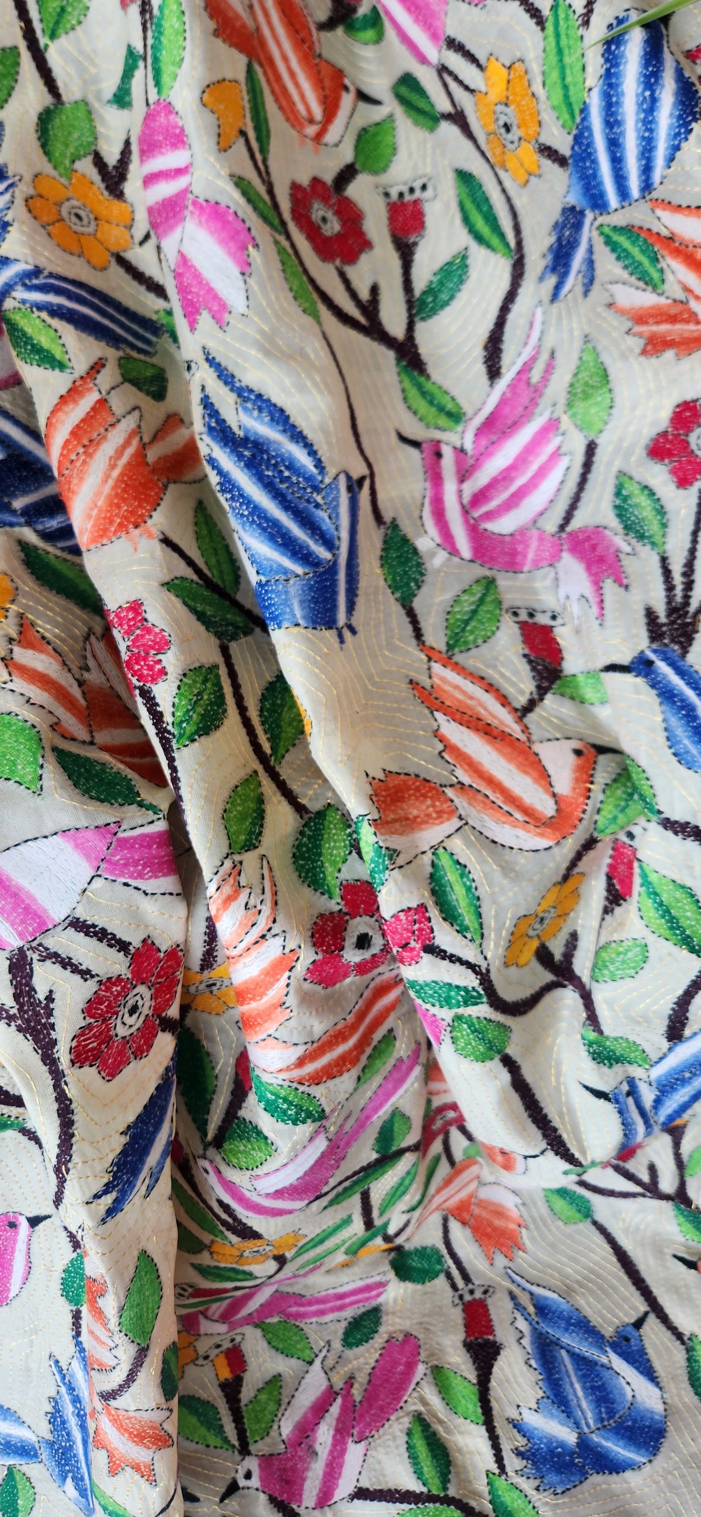 Birds kantha kantha dupatta designer dupatta shekantha
