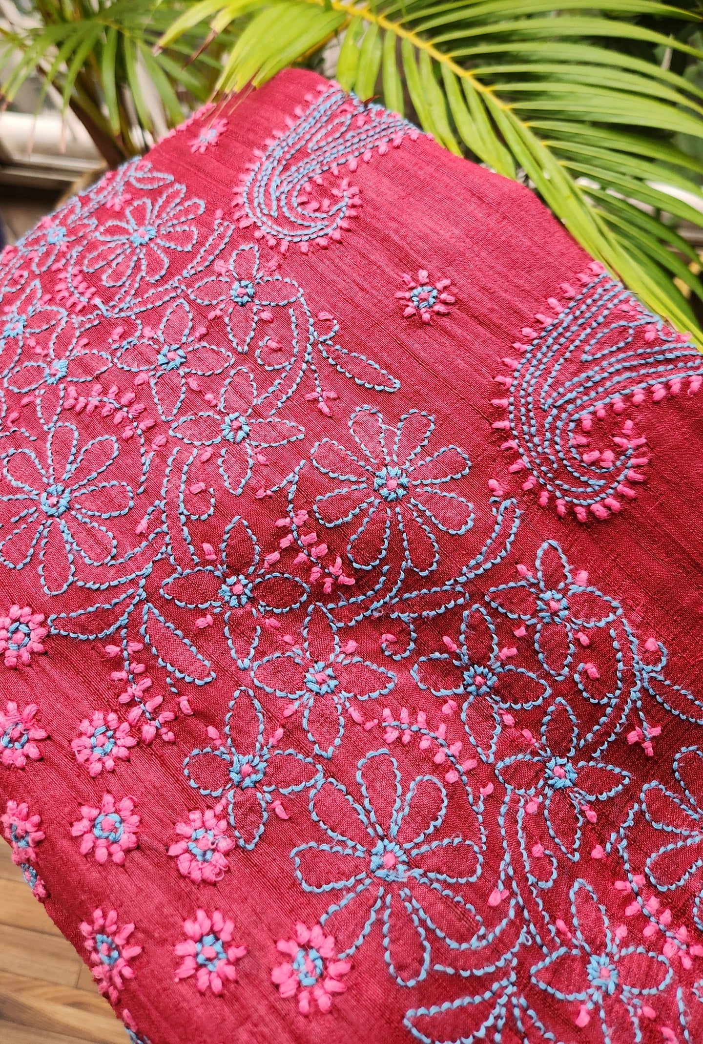 CHIKANKARI TUSSAR SILK SAREE