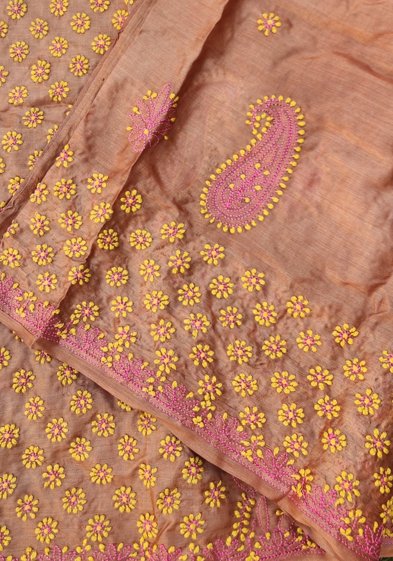Chikankari saree silk saree orange saree wedding saree