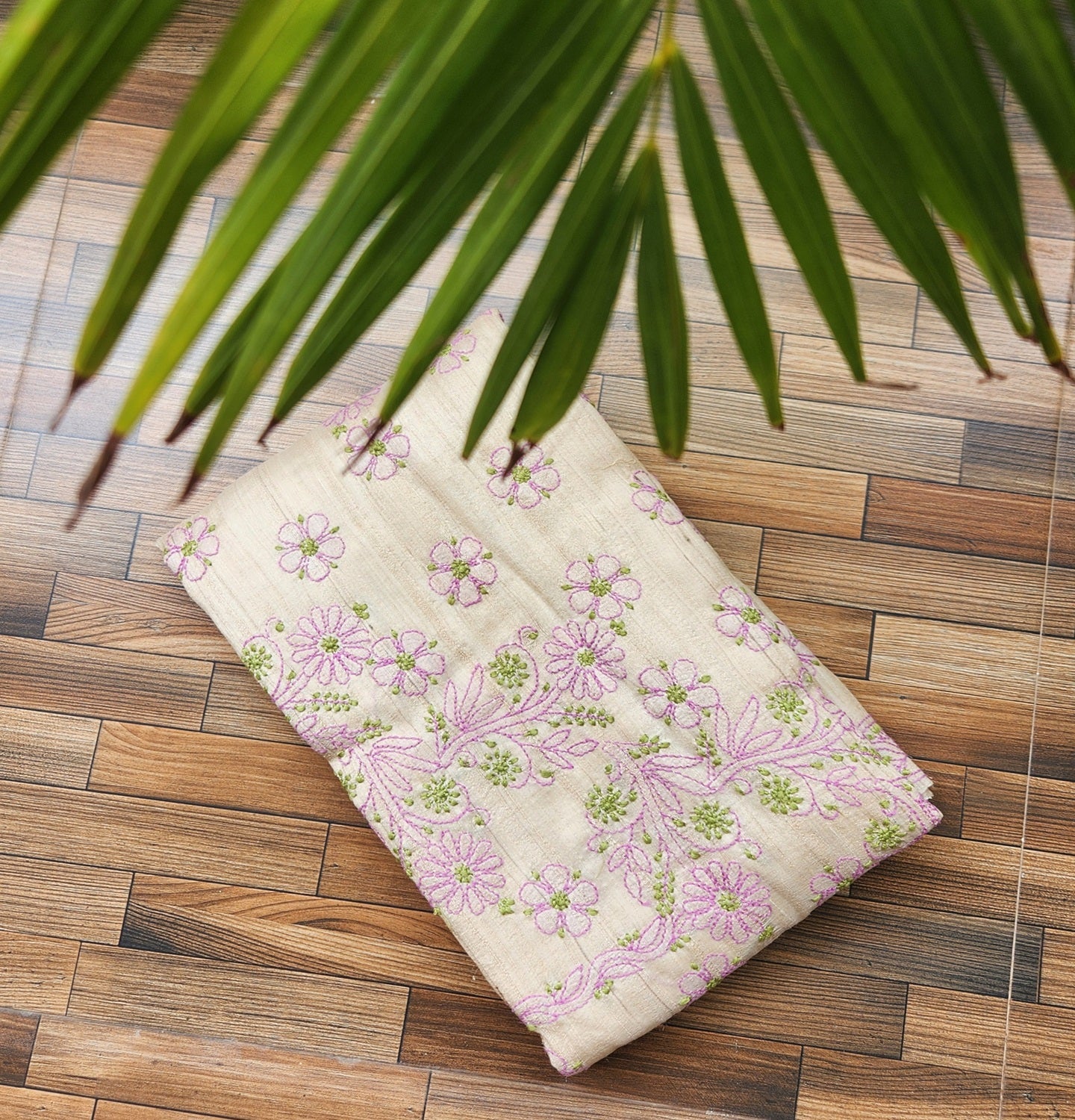 CHIKANKARI TUSSAR SILK SAREE