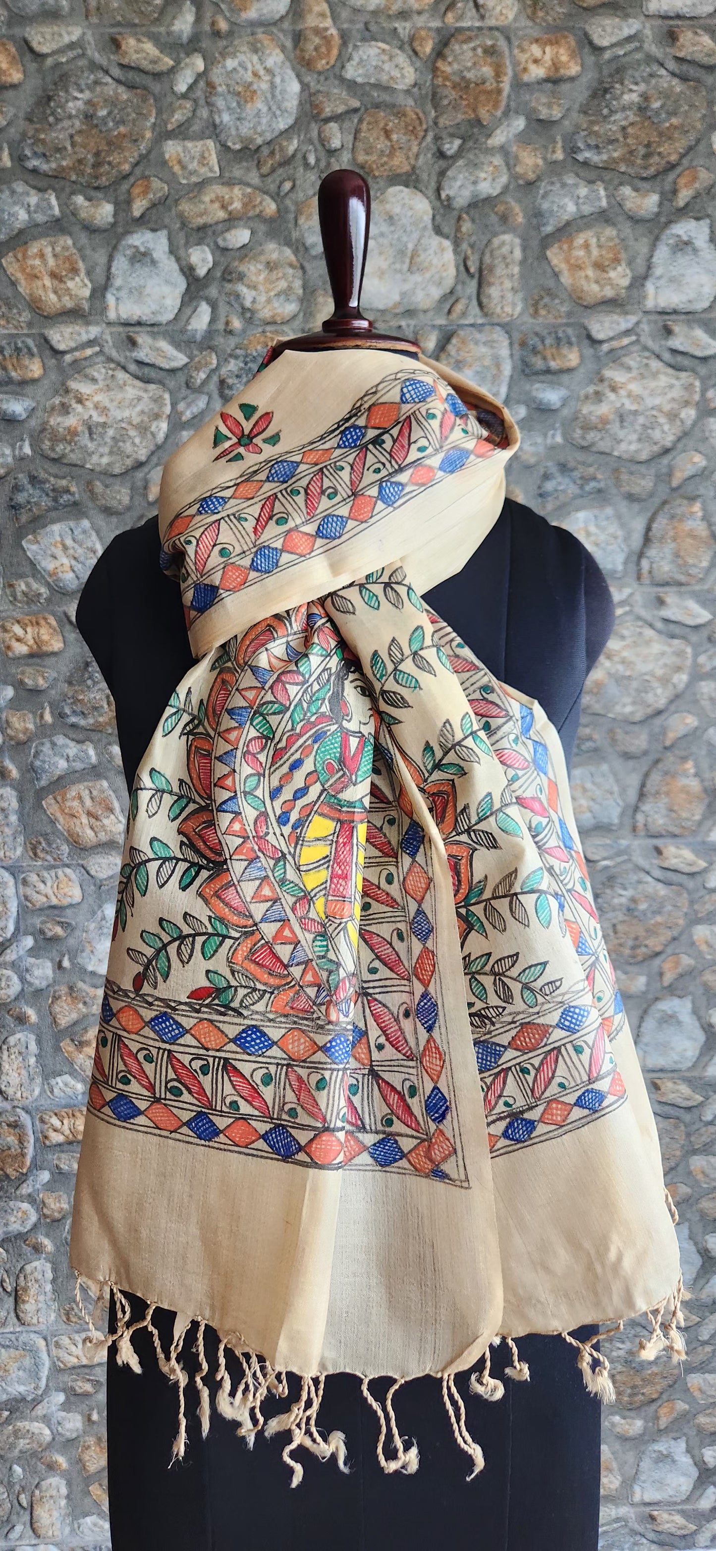 Corporate gifts Madhubani stole Indian gifts handmade stoles silk dupatta