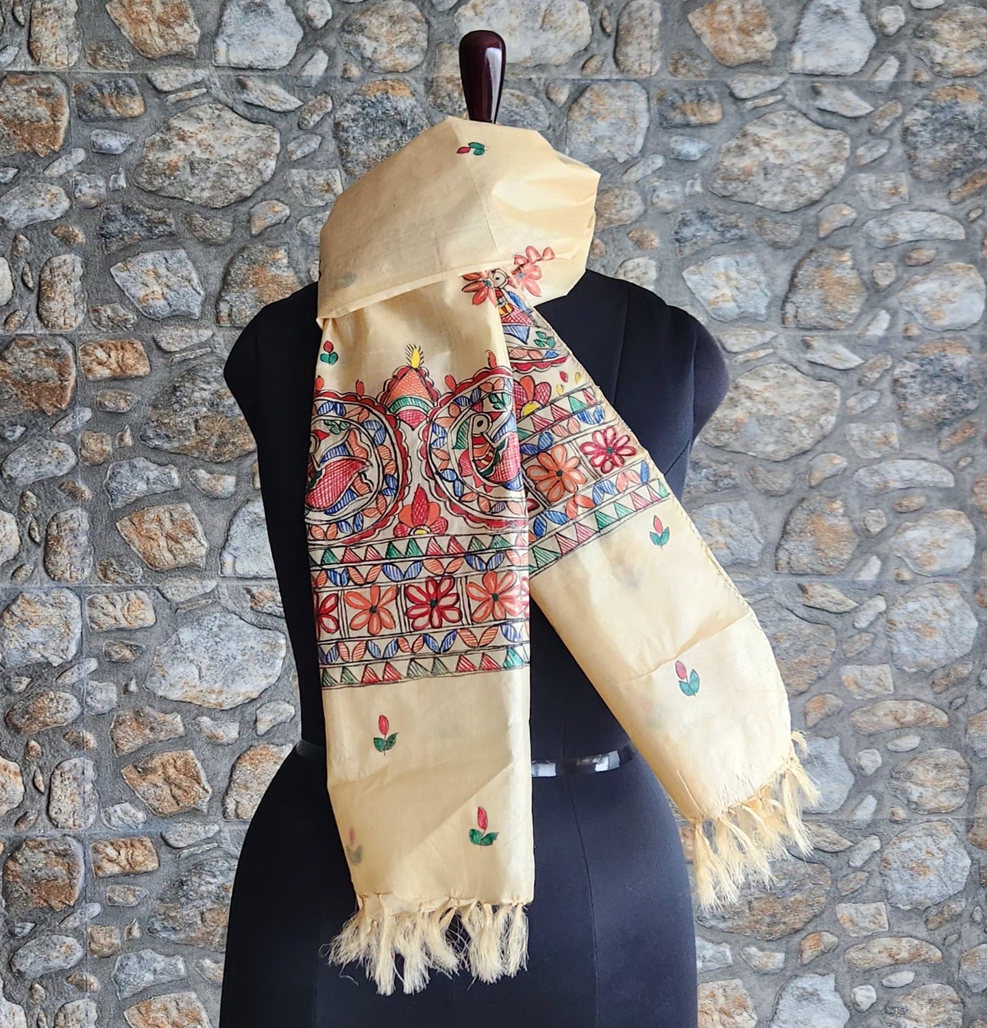 Corporate gifts Madhubani stole Indian gifts handmade stoles silk dupatta