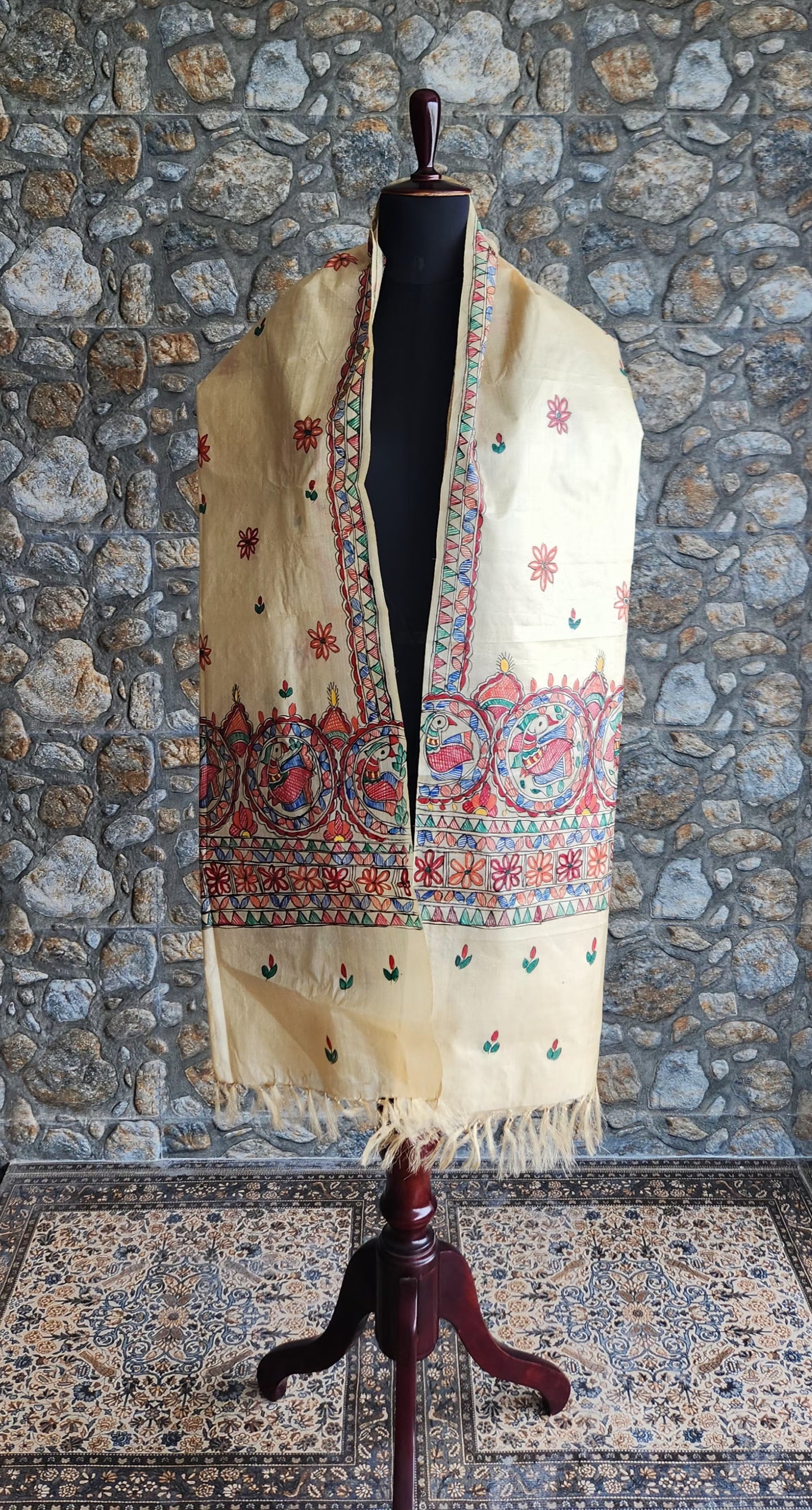 Corporate gifts Madhubani stole Indian gifts handmade stoles silk dupatta
