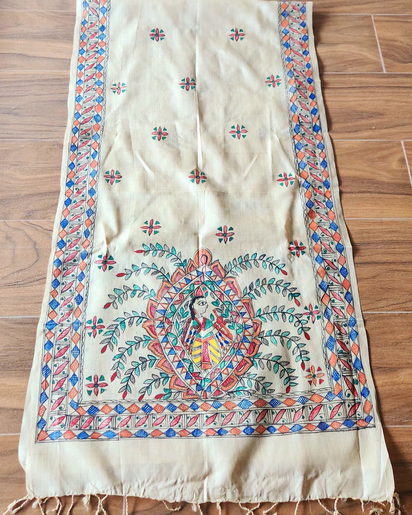 Corporate gifts Madhubani stole Indian gifts handmade stoles silk dupatta