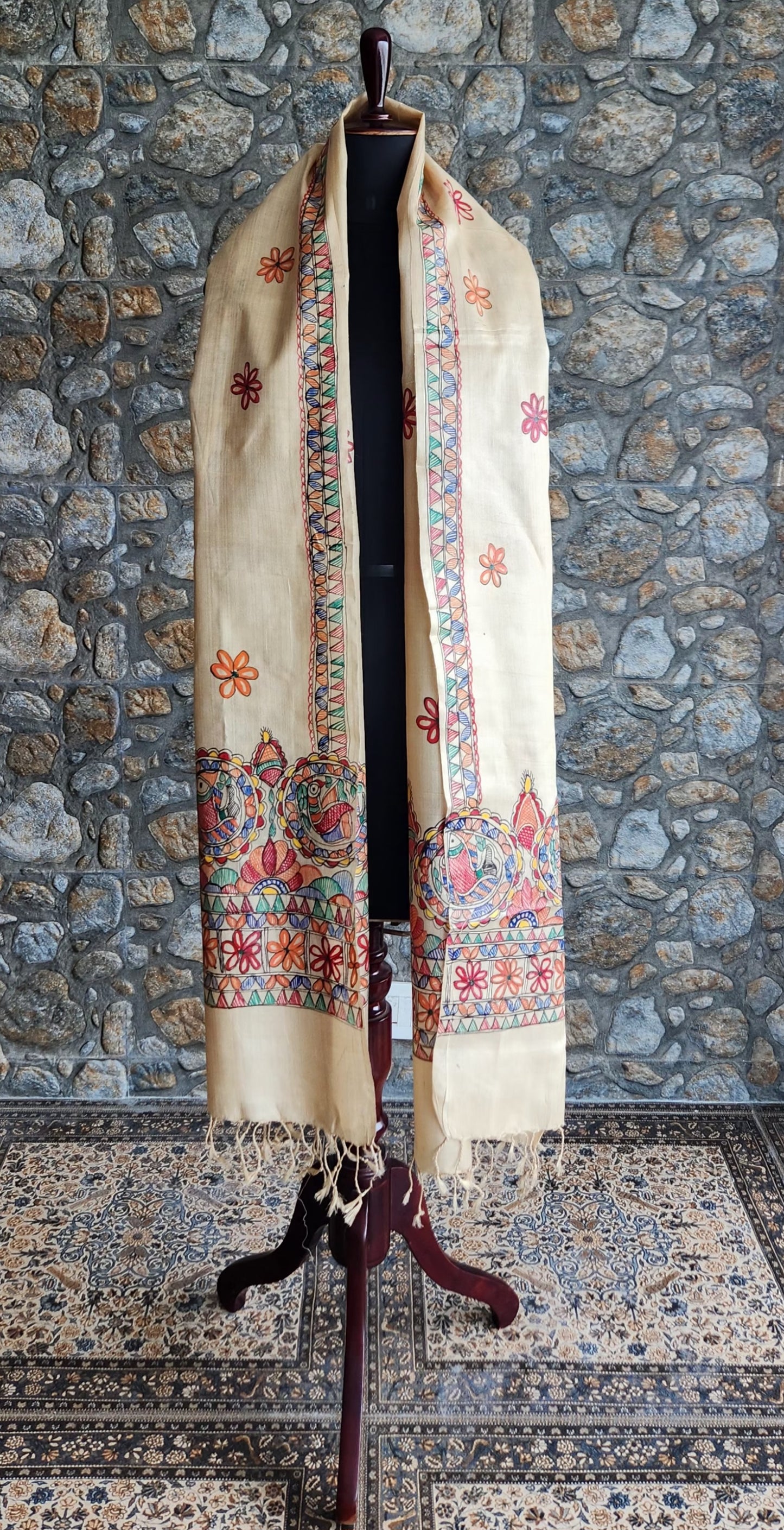 Corporate gifts Madhubani stole Indian gifts handmade stoles silk dupatta Diwali gifting