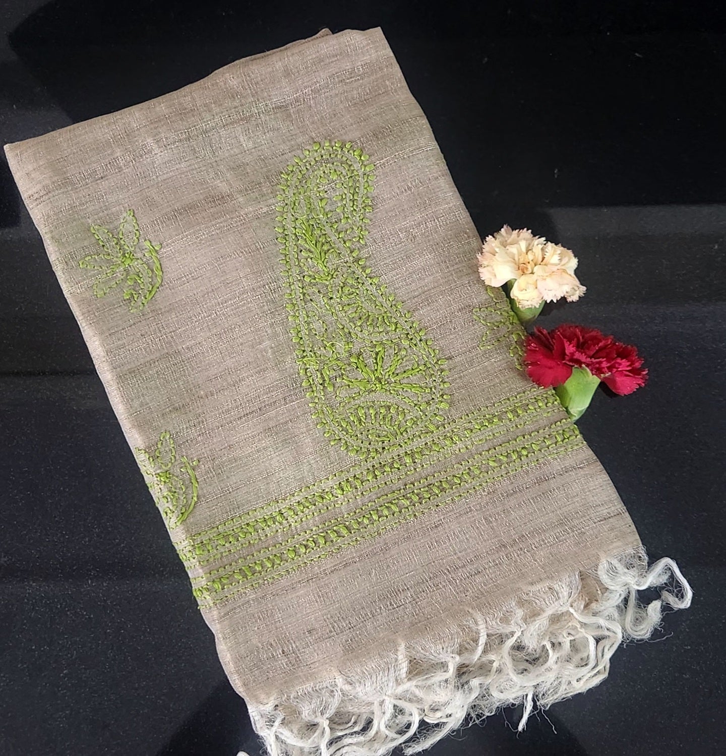 CHIKANKARI SILK DUPATTA