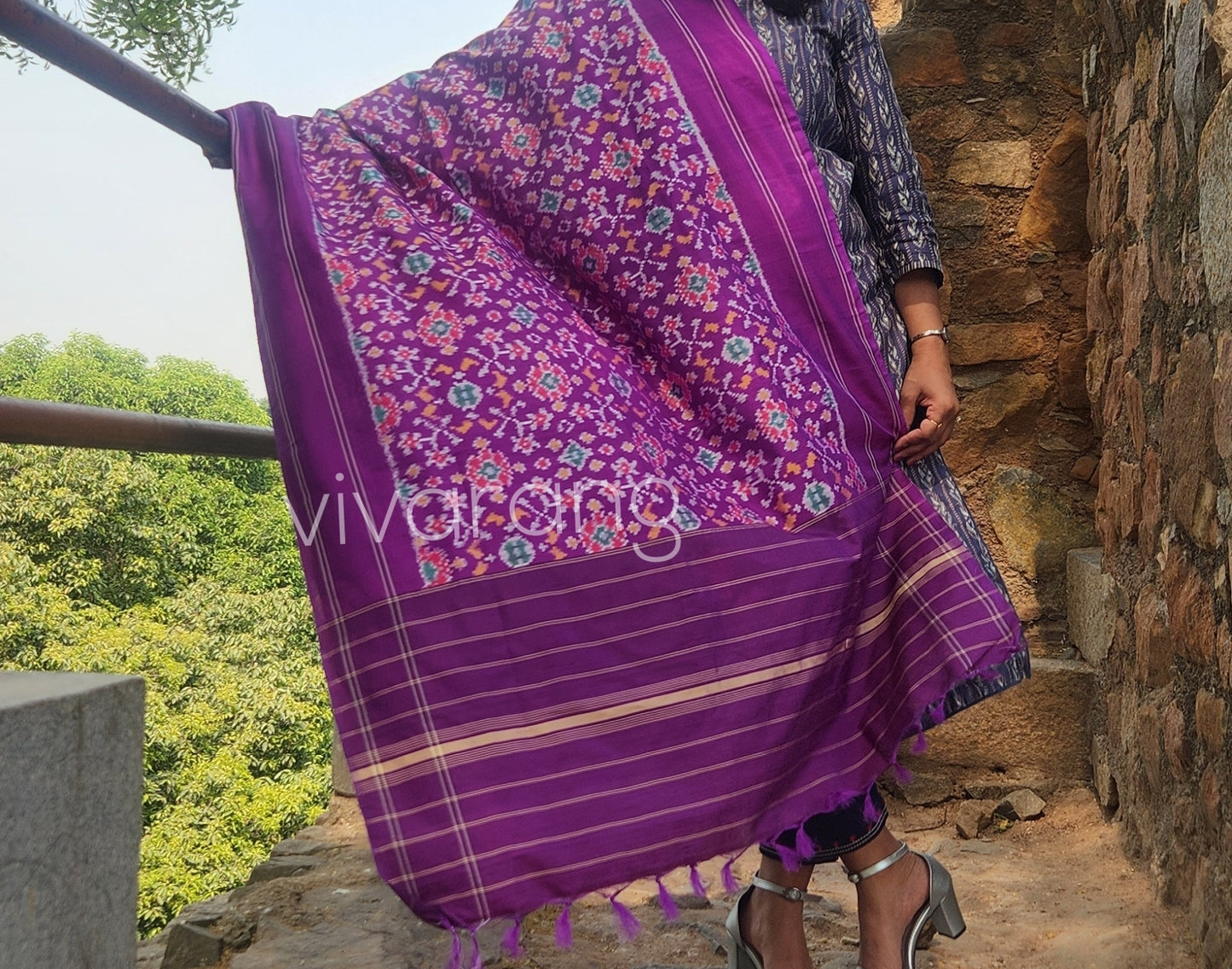 Ikat dupatta Purple dupatta handloom dupatta