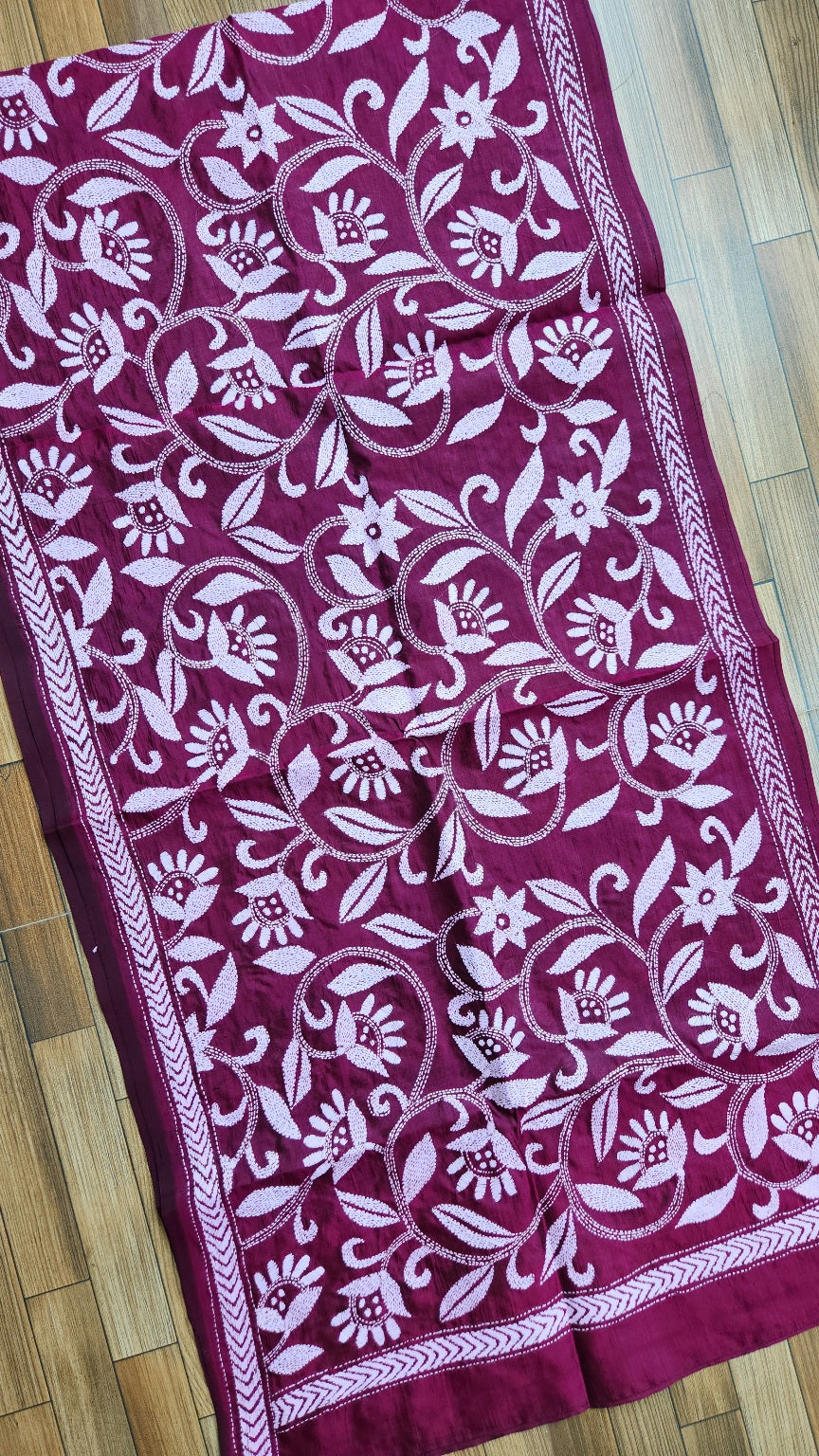 kantha stoles floral Indian gifts corporate gifts handmade slow fashion