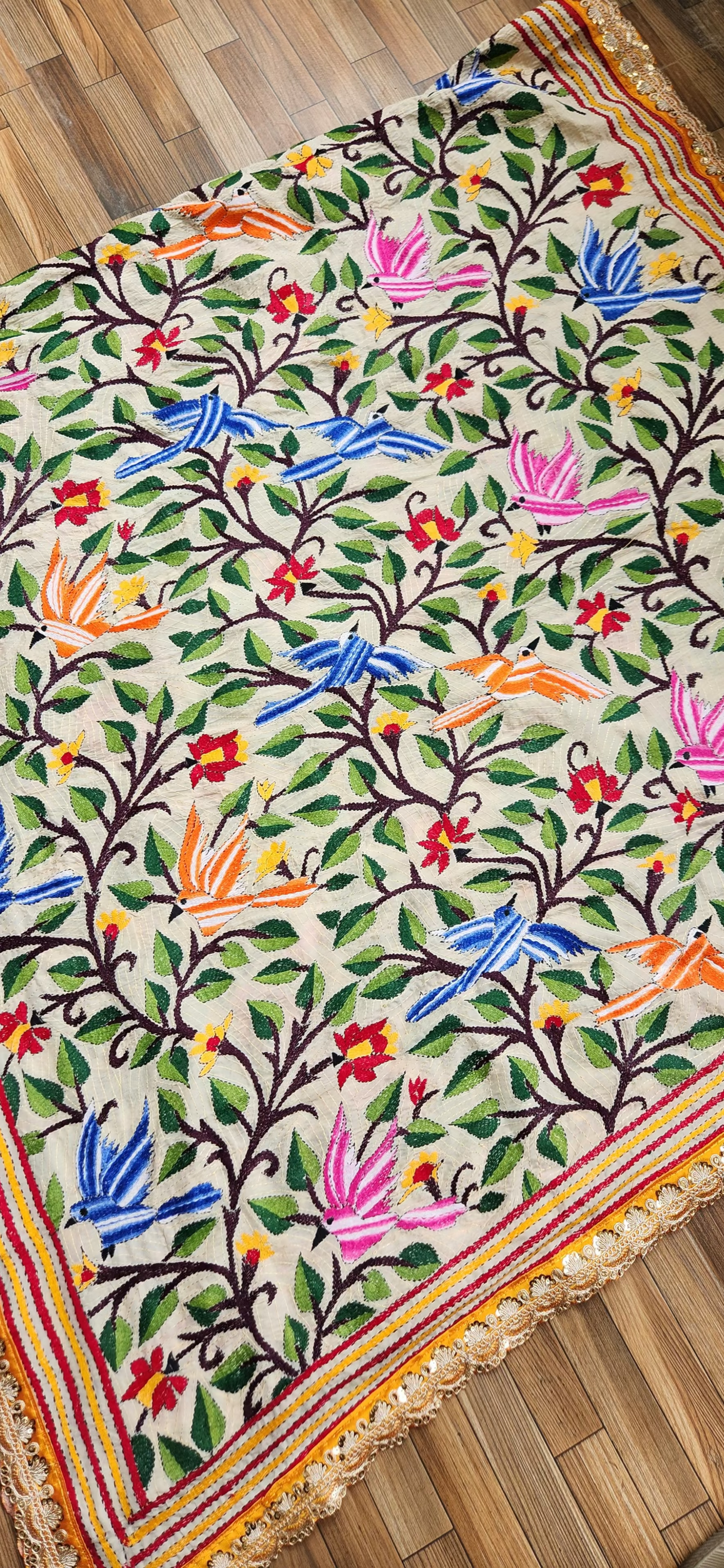 Kantha dupatta birds dupatta designer dupatta anniversary gift diwali shopping pujo fashion