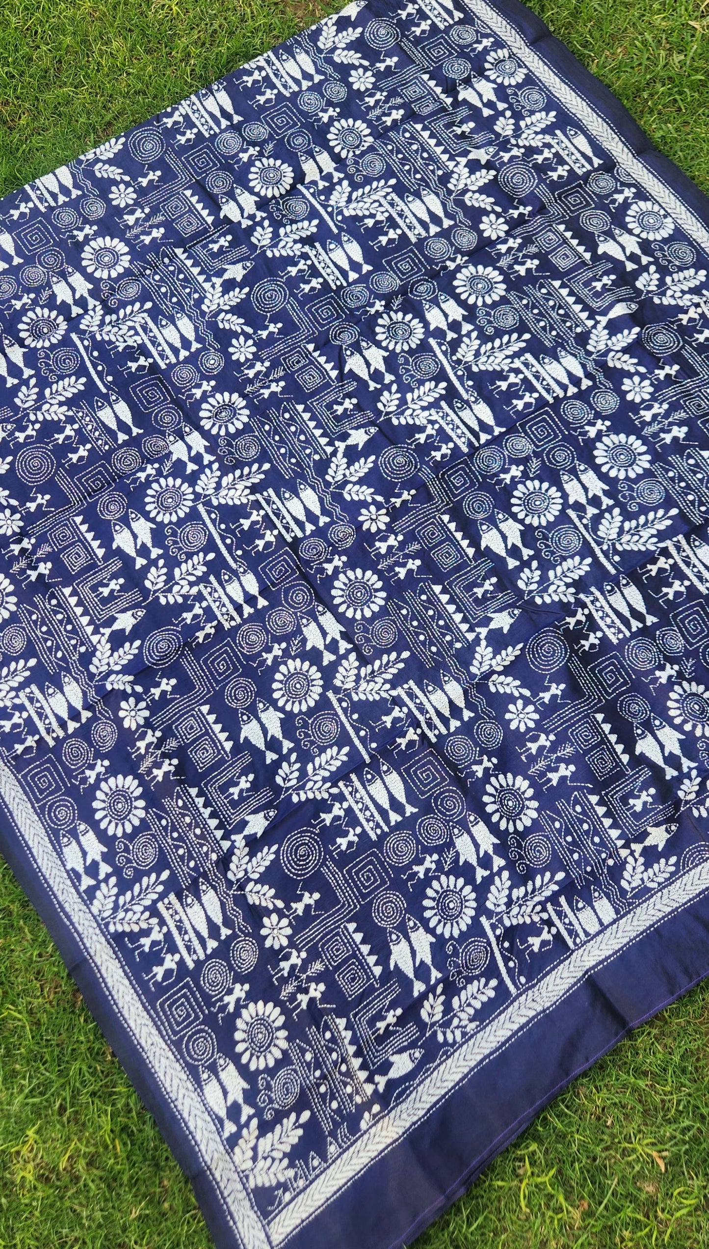 Kantha dupatta blue dupatta warli dupatta dupattas for gifting designer dupatta