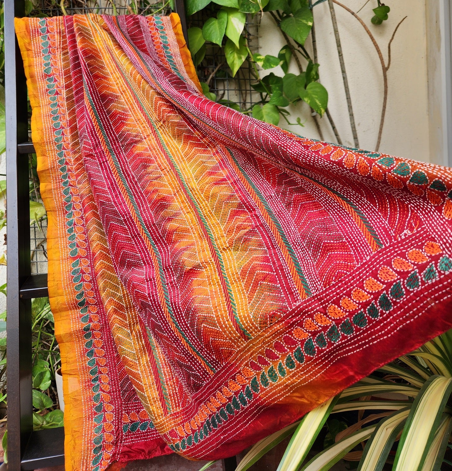 Kantha Dupatta yellow Dupatta red dupatta haldi look