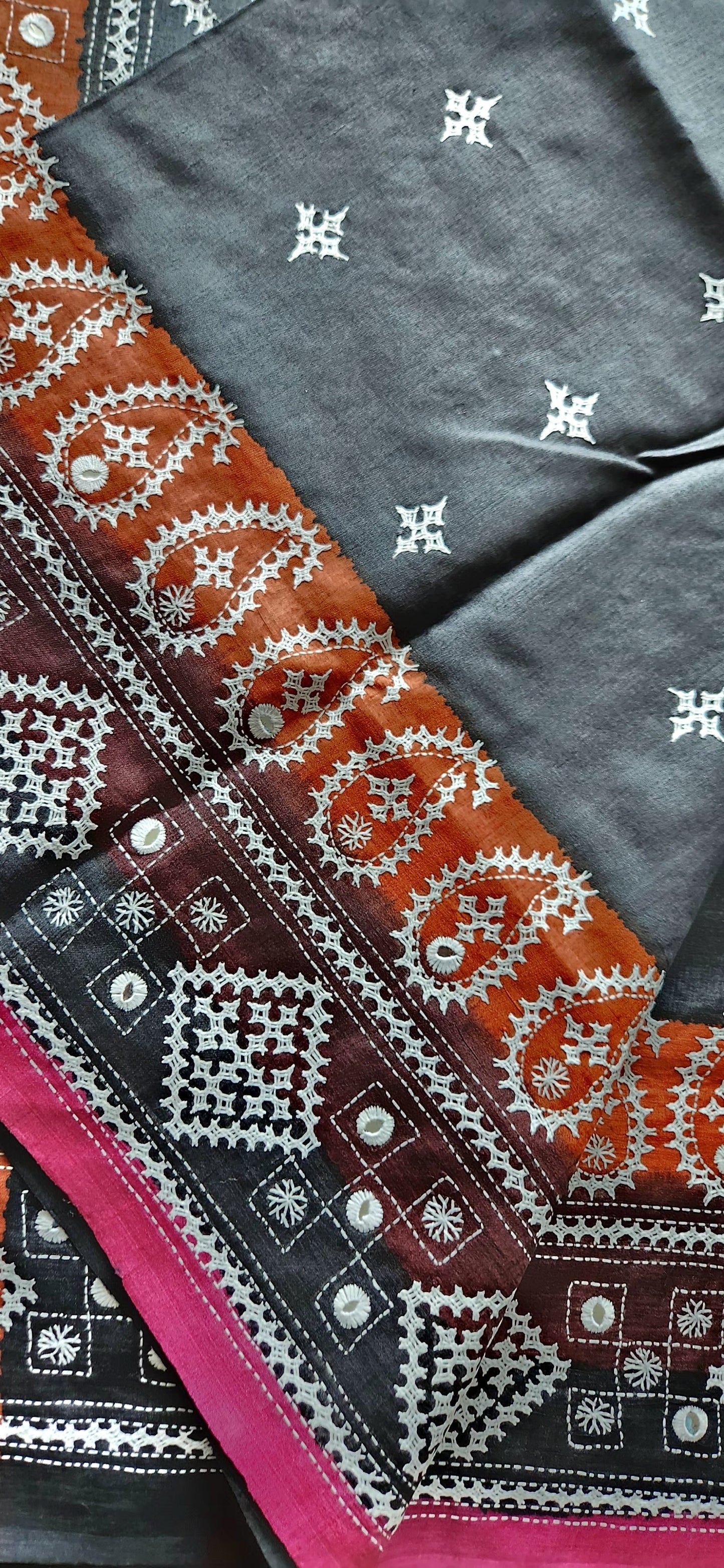 Kutchwork saree designer saree pink saree