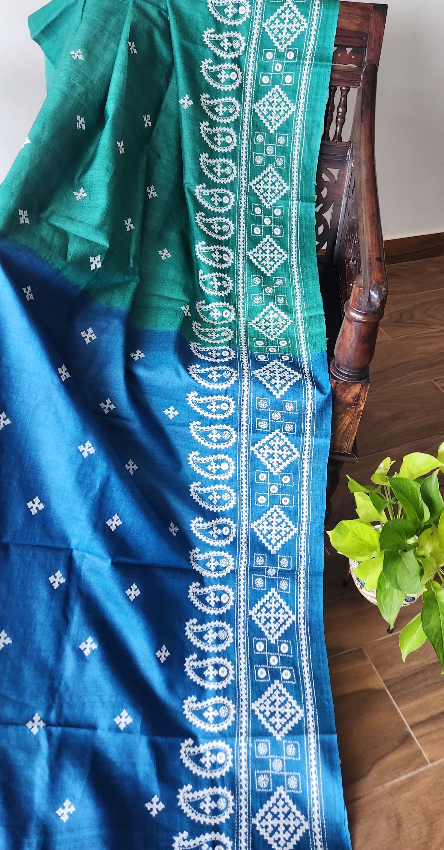 Kutchwork saree silk saree handmade saree Kutchi bharat