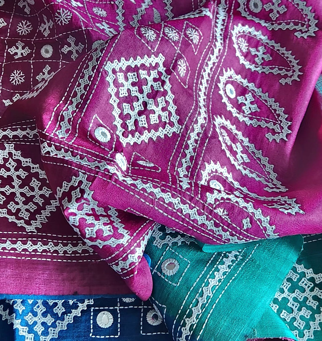 Kutchwork saree silk saree handmade saree Kutchi bharat