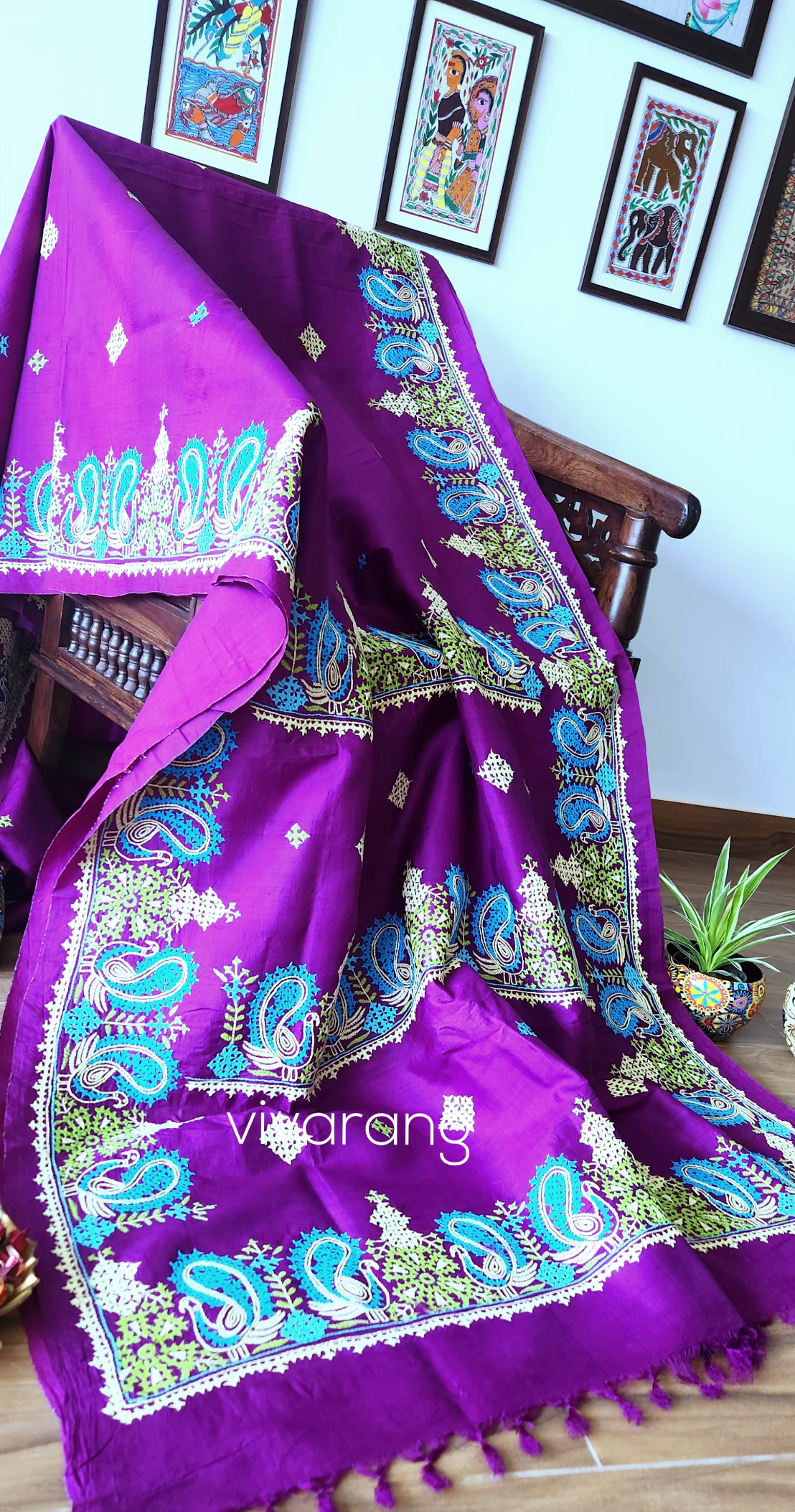 PEACOCK KUTCHWORK SILK SAREE
