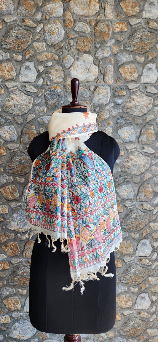 MAdhubani stole Madhubani dupatta Handmade gifts wedding return gift corporate gifting