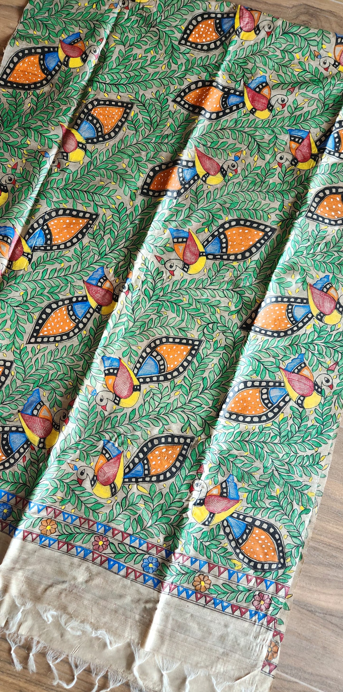 Madhubani dupatta Peacock dupatta tussar dupatta INdian gifts