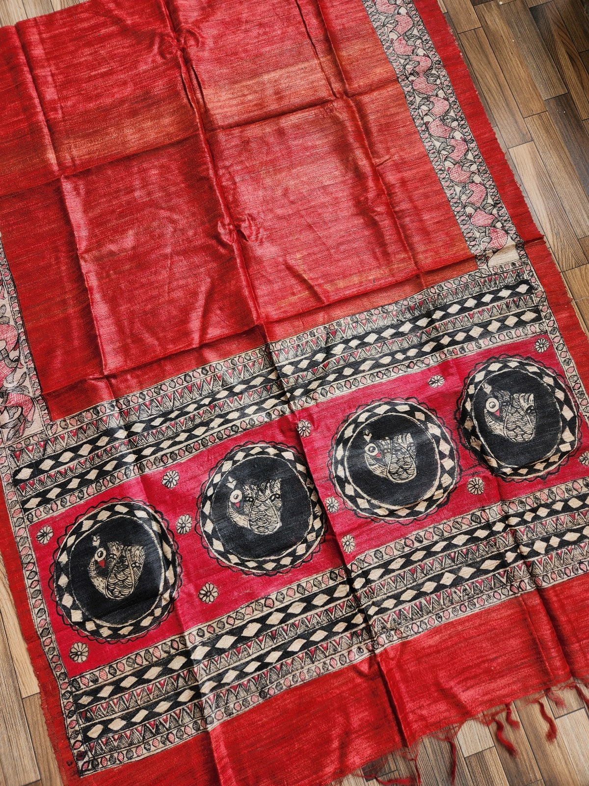 MADHUBANI SILK DUPATTA madhubanionline madhubanidupatta handpaintedgifts red wedding shopping