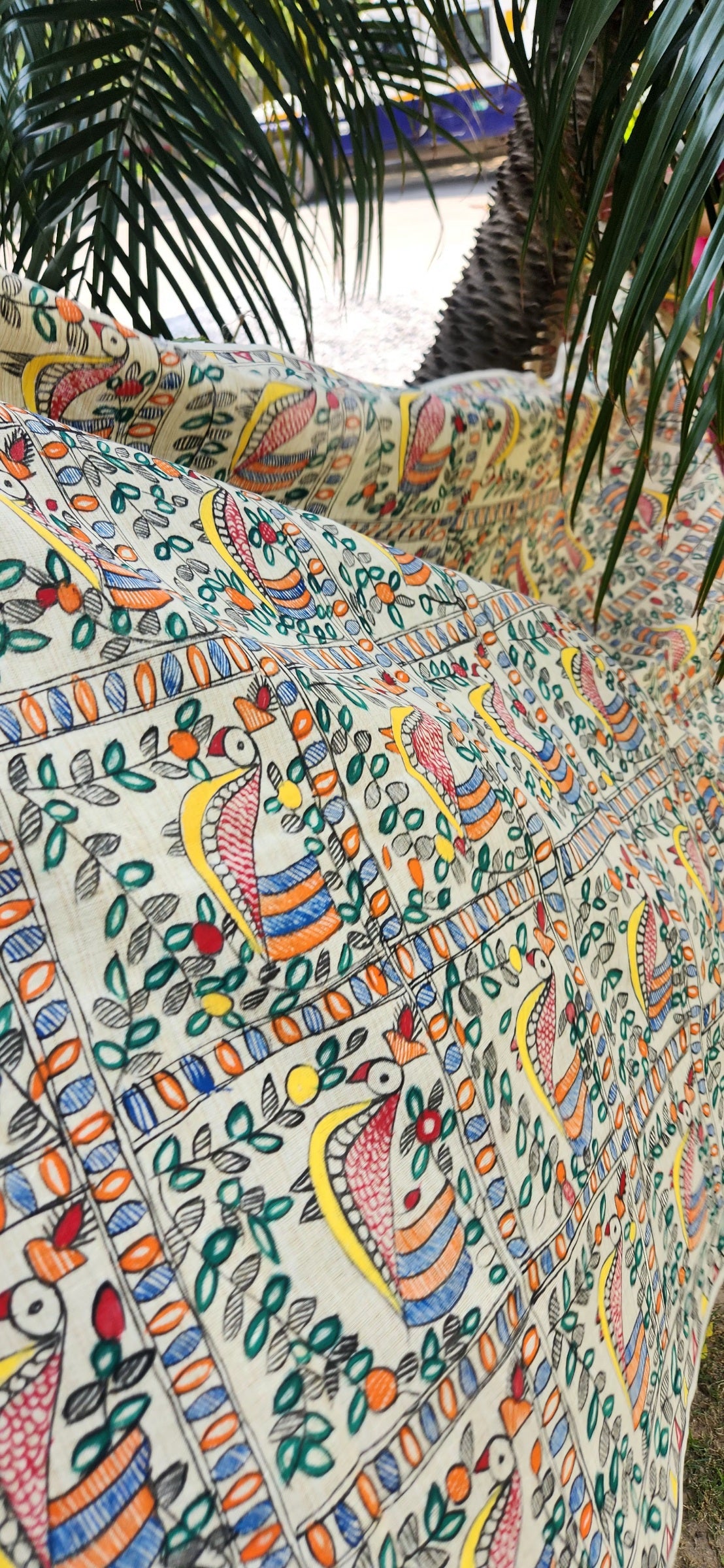 Madhubani dupatta handmade gifts birds dupatta silk dupatta