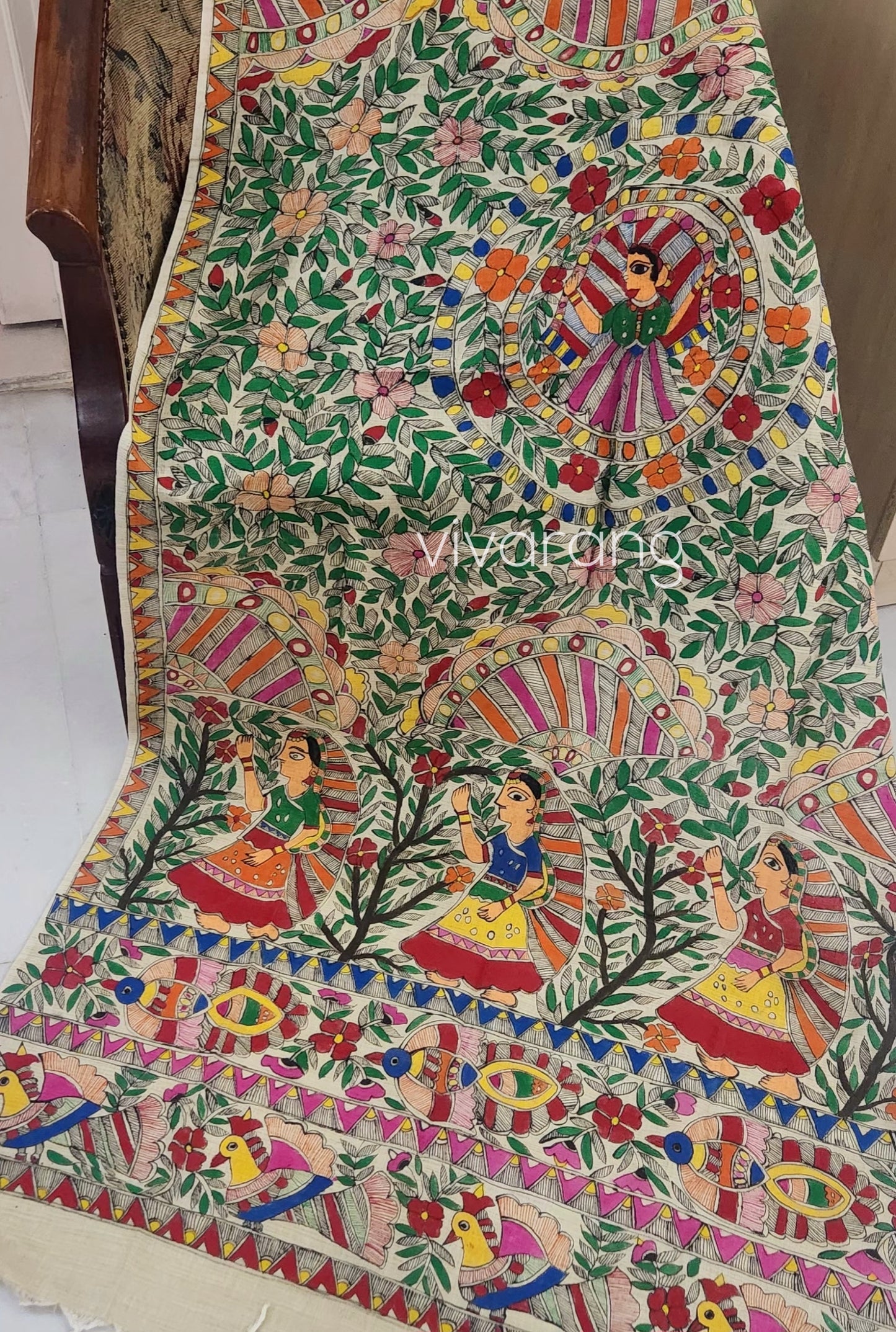 Madhubani dupatta cotton dupatta wedding dupatta dupatta for gift Indian gifts handmade dupatta