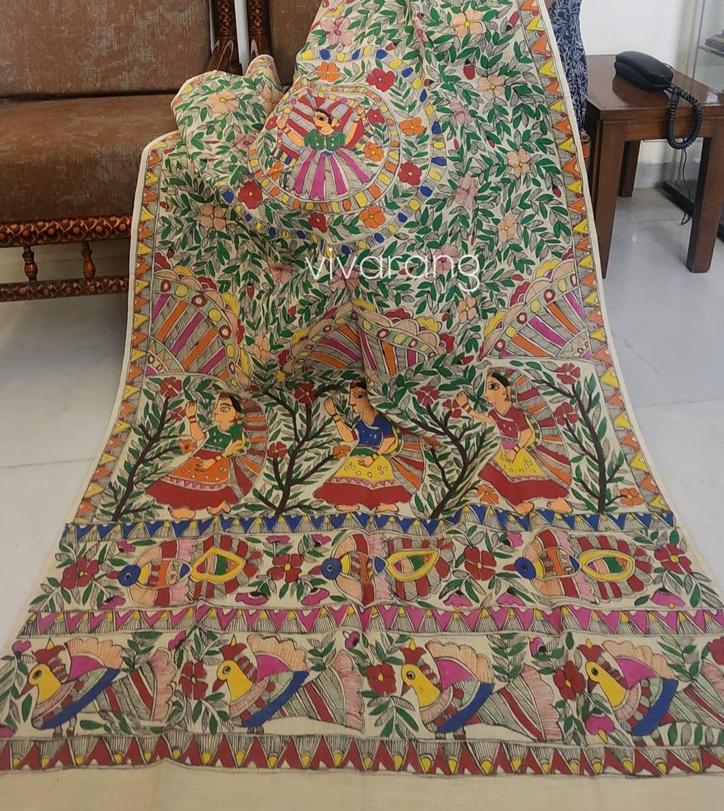 Madhubani dupatta cotton dupatta wedding dupatta dupatta for gift Indian gifts handmade dupatta