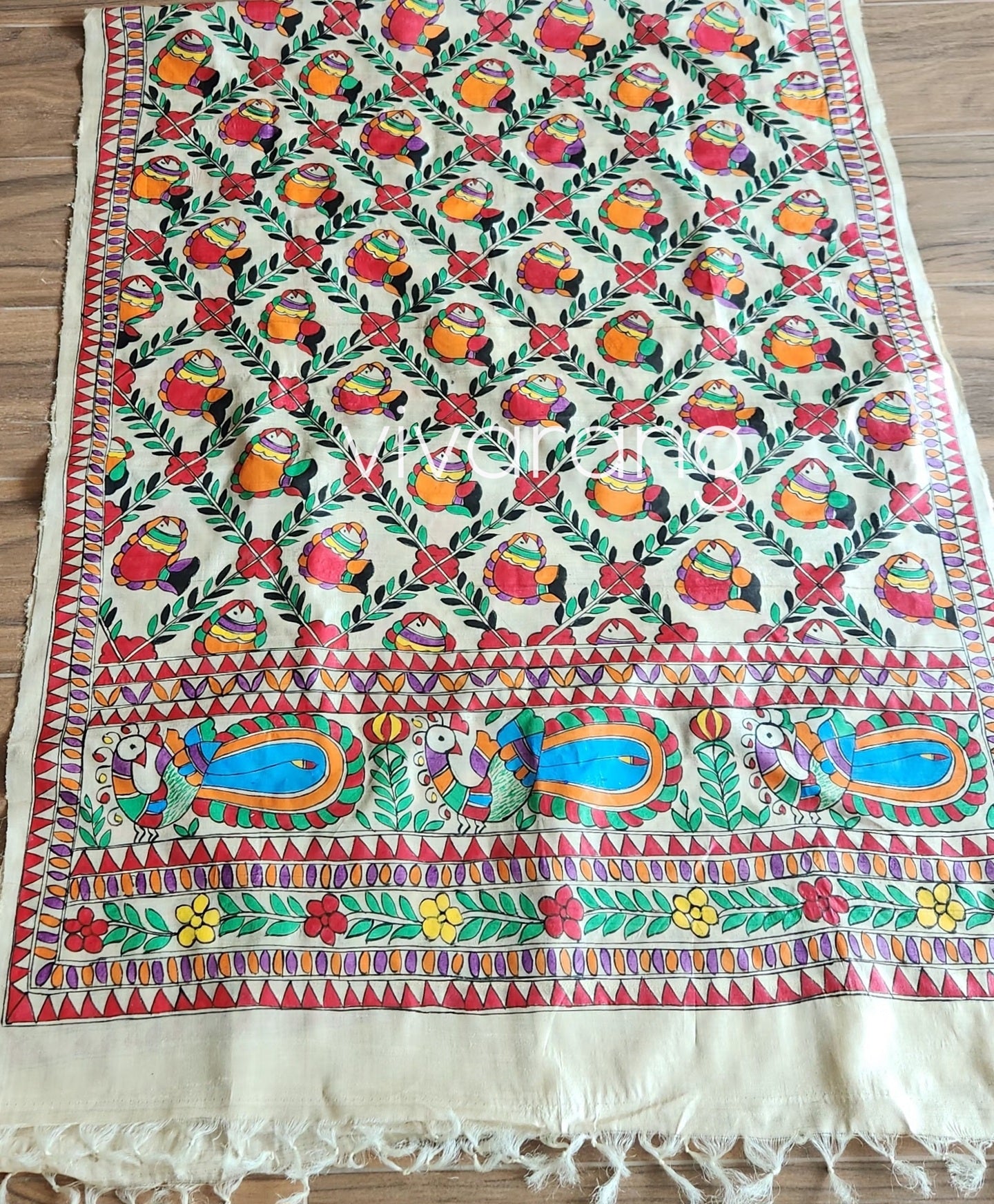 Madhubani dupatta fish dupatta silk dupatta officwear dupatta