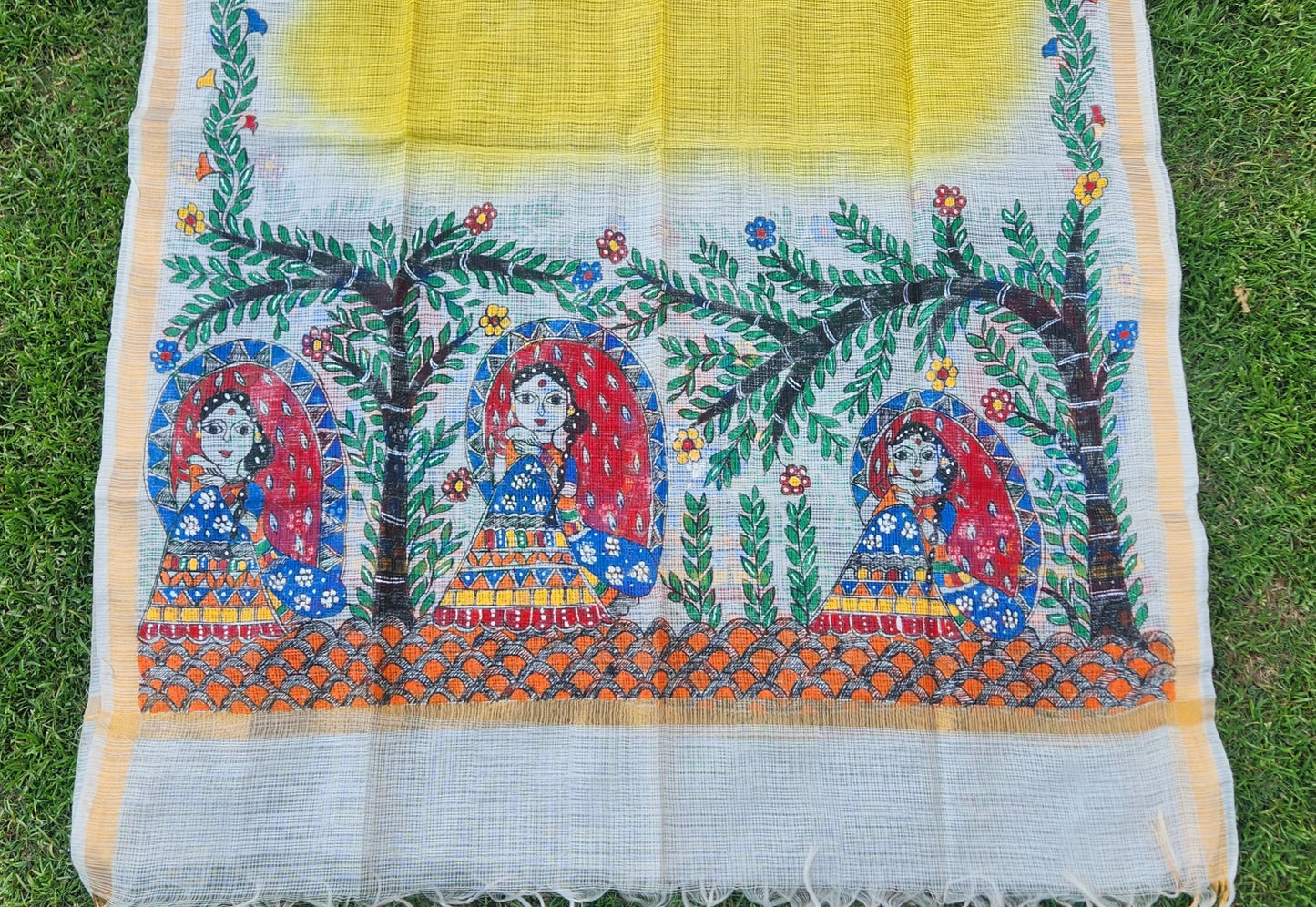 Madhubani dupatta handmade gifts cotton dupatta haldi outfit