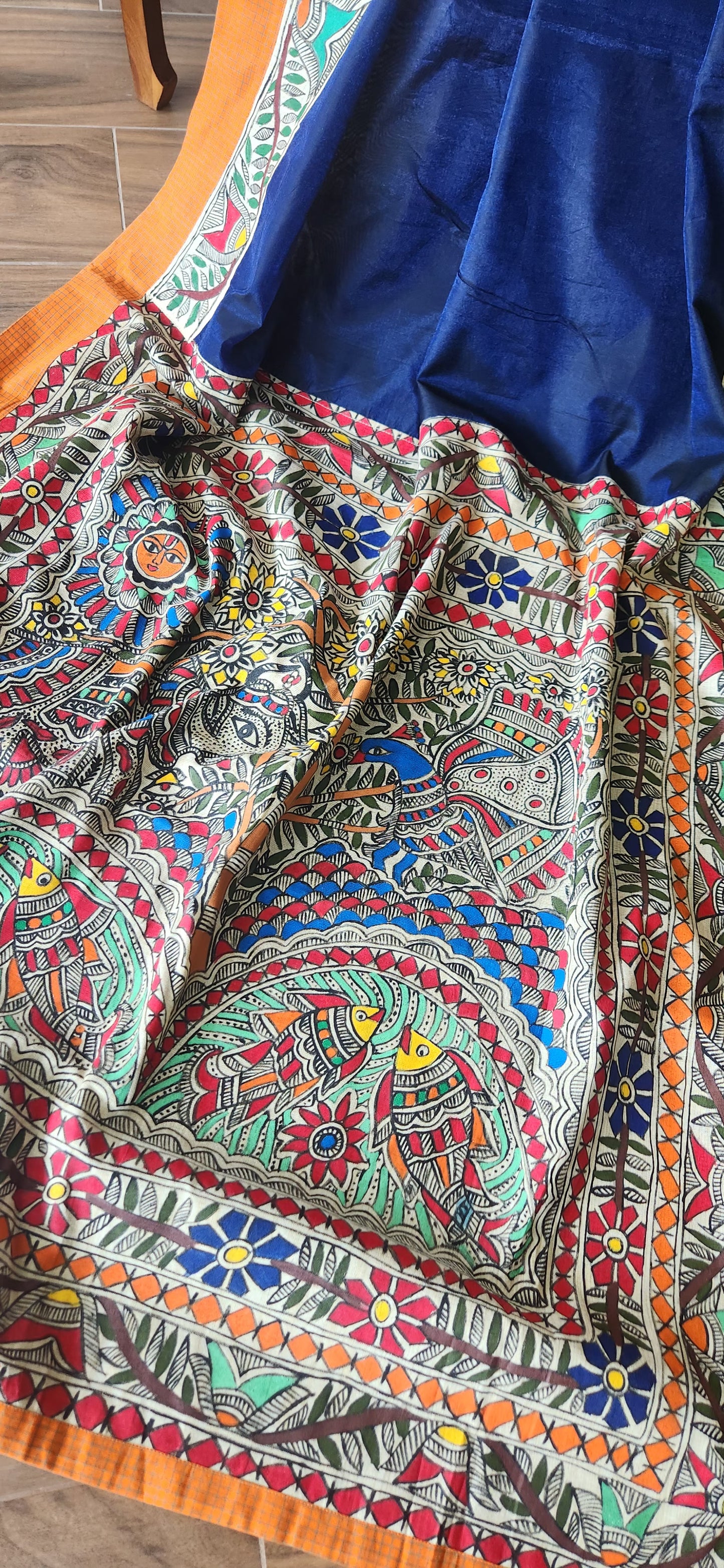 Madhubani saree cotton saree wedding gift anniversary gift diwali saree for Diwali Tree of Life Saree