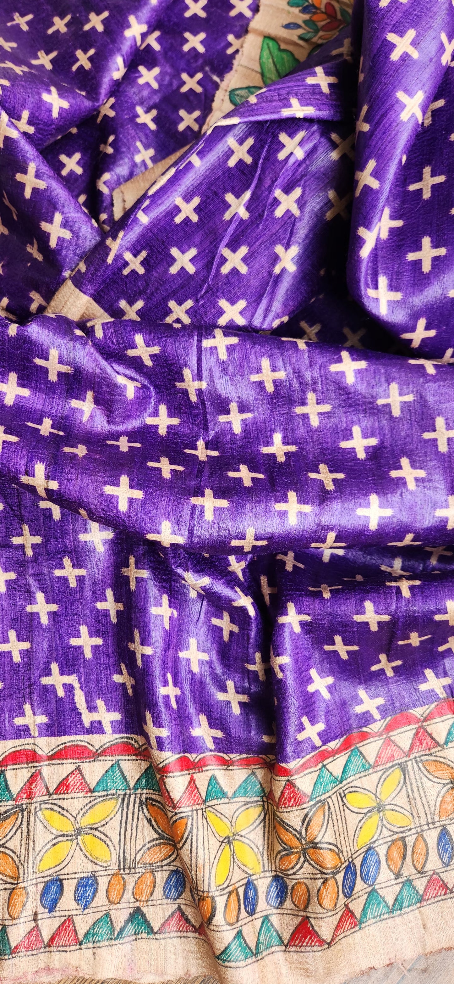Madhubani saree purple saree wedding saree Kohbar saree Maggam work saree