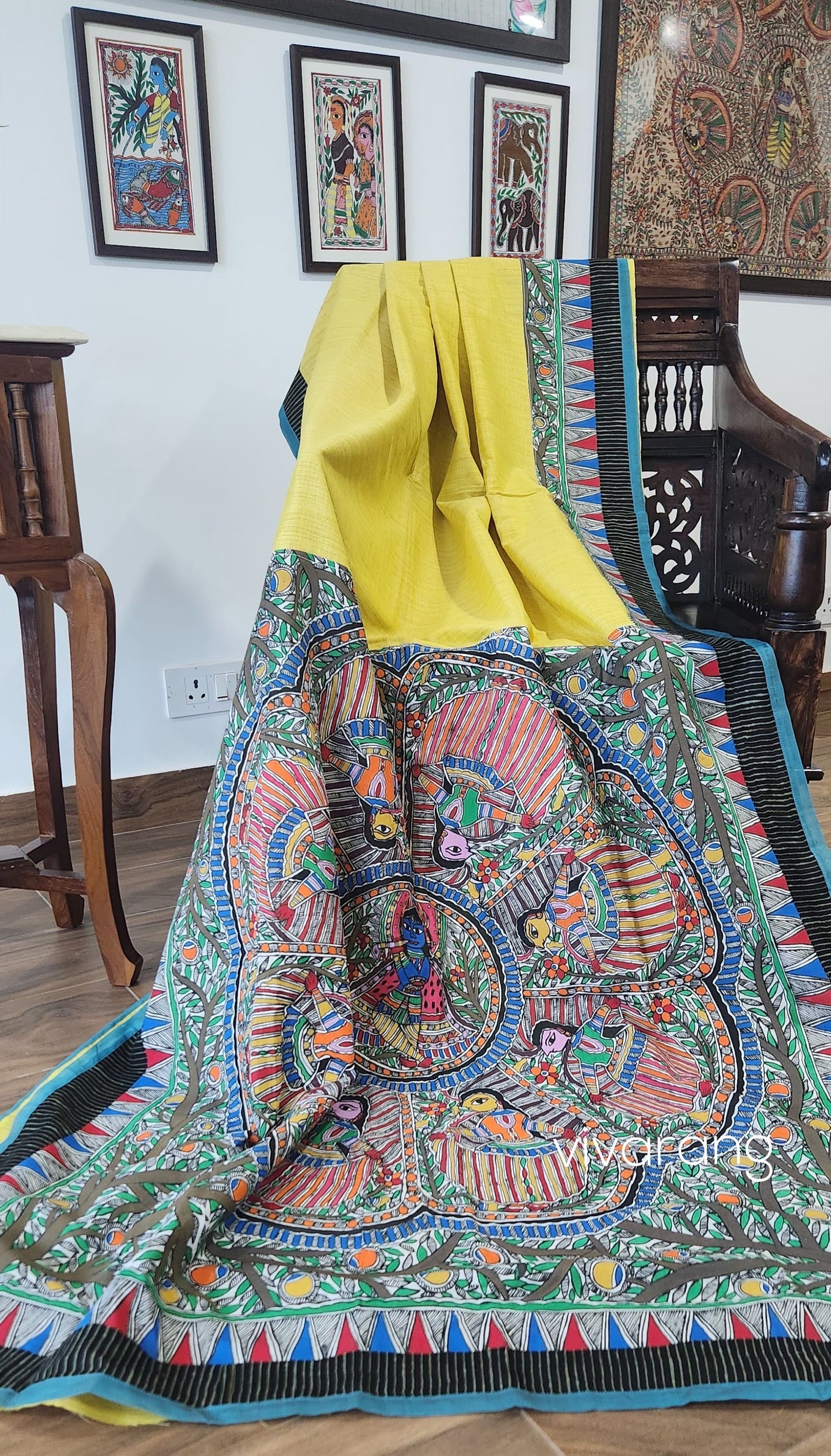 Madhubani saree wedding shopping haldi saree cotton saree handmade sarees Indian gifts
