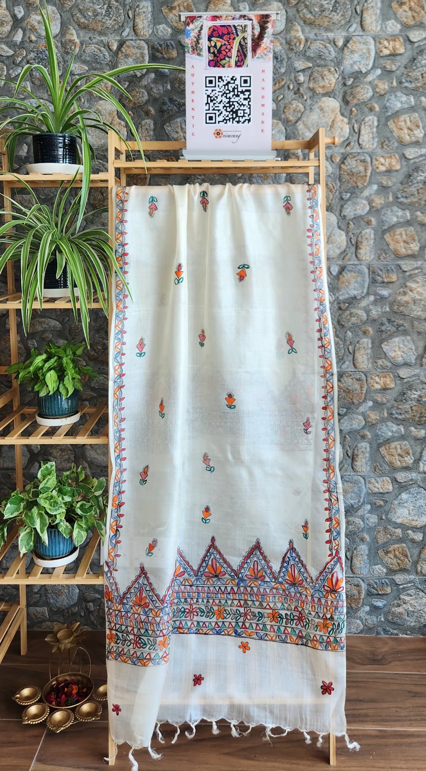 Madhubani stole Indian gifts handmade gifts silk stole