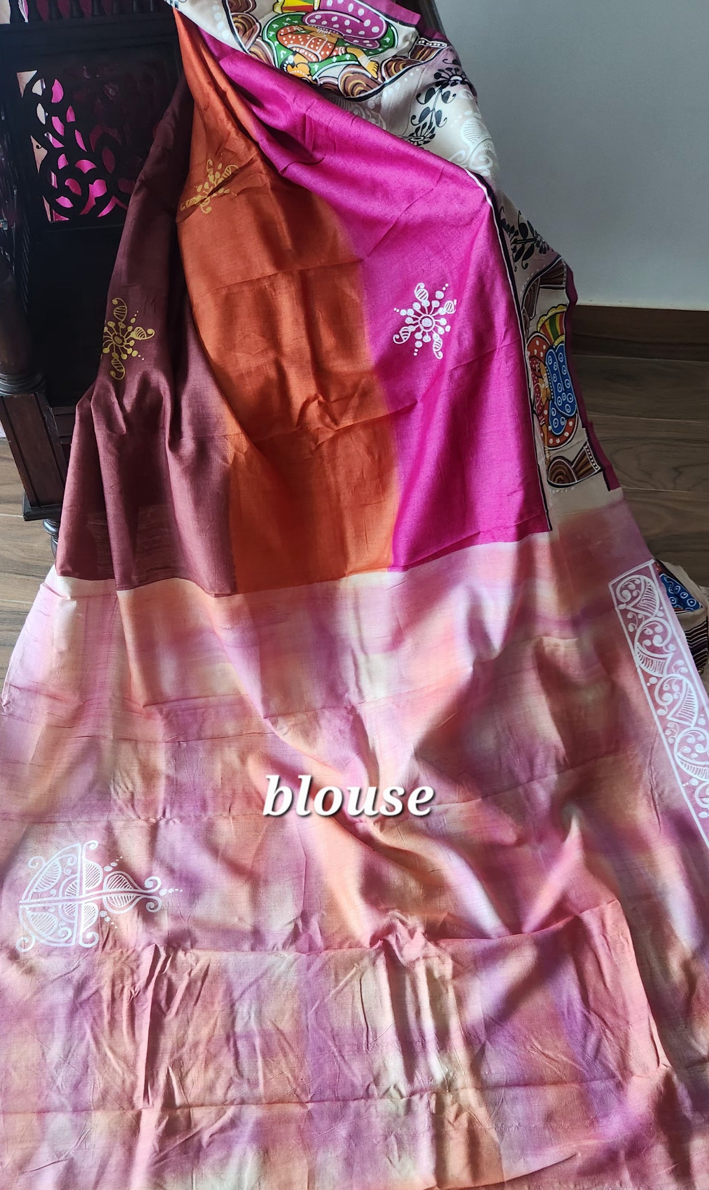 Pattachitra Saree Pink saree Silk saree wedding saree handpainted saree