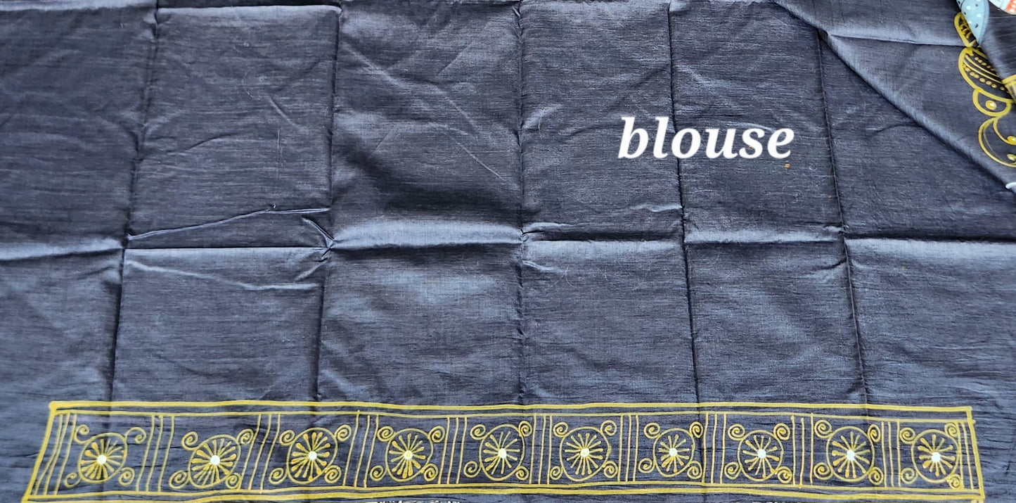Pattachitra sare eblack saree golden saree saree as gifts Diwali shopping Indian saree
