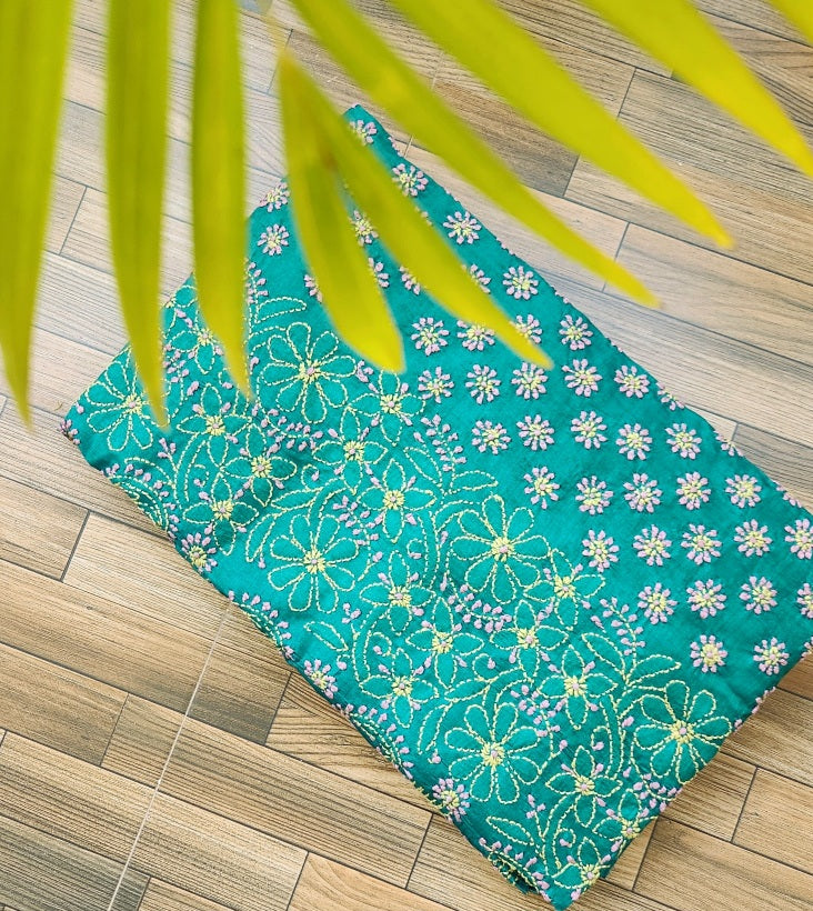 CHIKANKARI TUSSAR SILK SAREE
