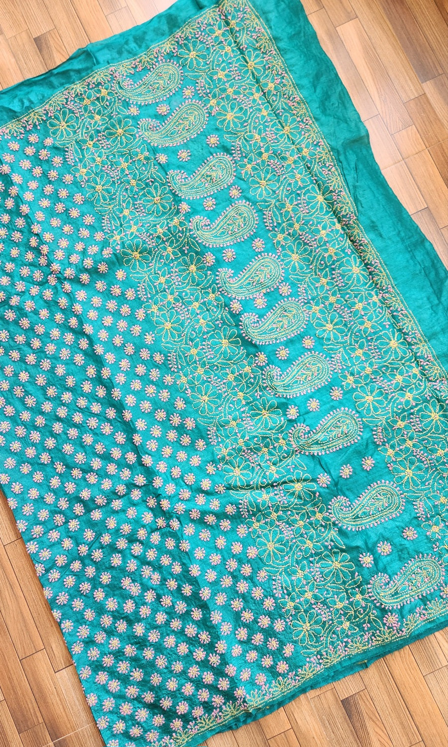 CHIKANKARI TUSSAR SILK SAREE