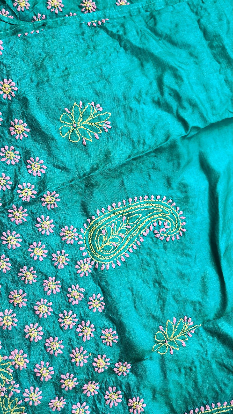 silksaree chikankari Turquoise saree alloversaree handembroidery lucknowisaree