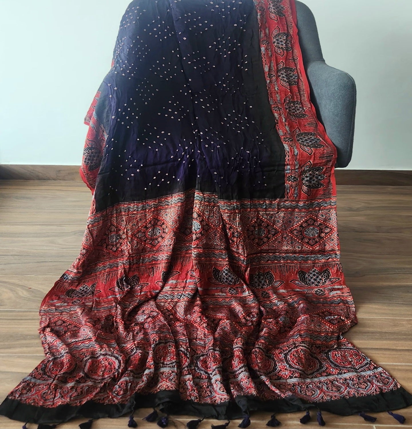 AJRAKH BANDHANI SILK SAREE