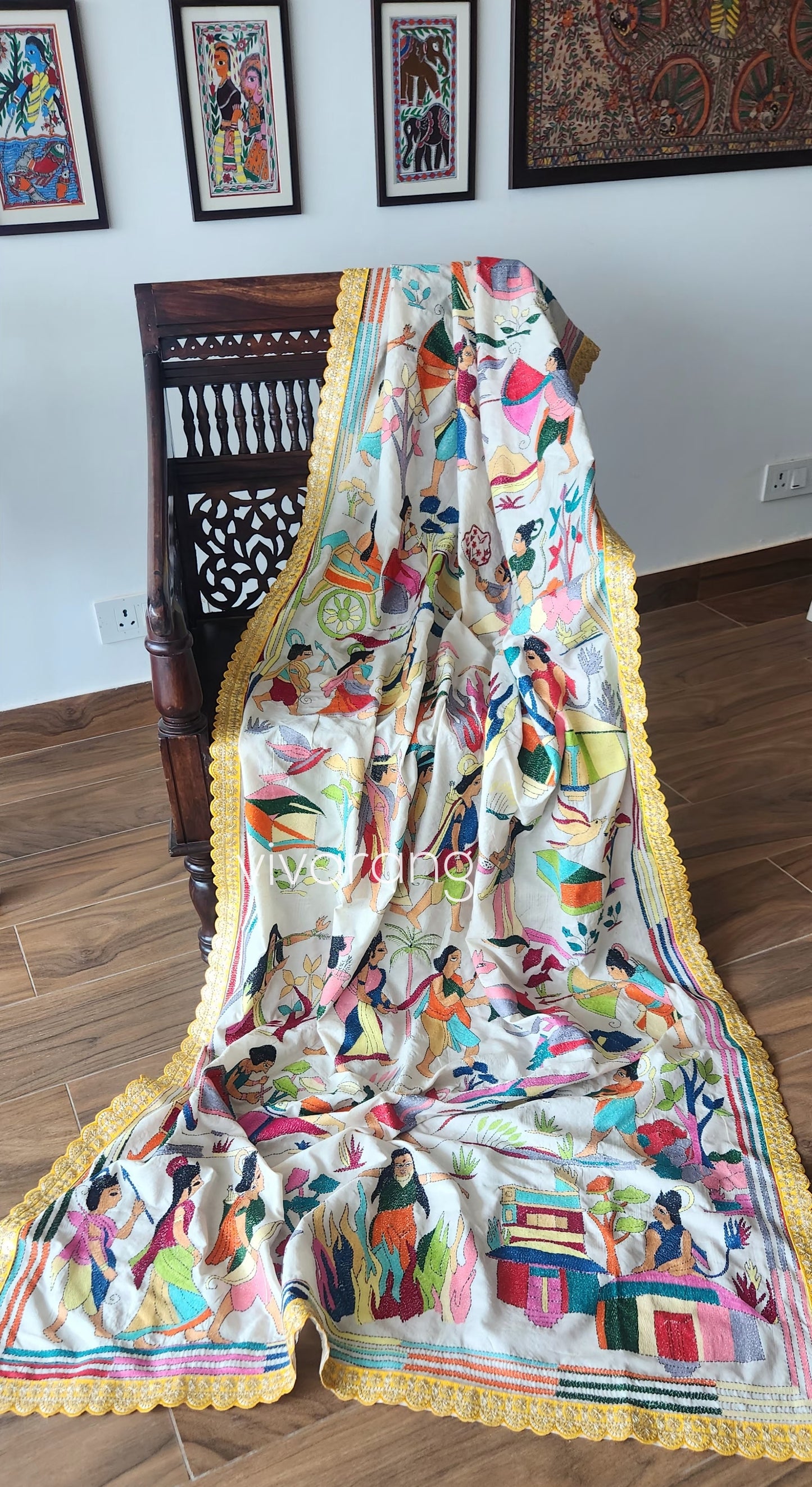 Ramayana dupatta kantha dupatta handmade dupatta diwali shopping wedding dupatta Indian gifts wedding gift