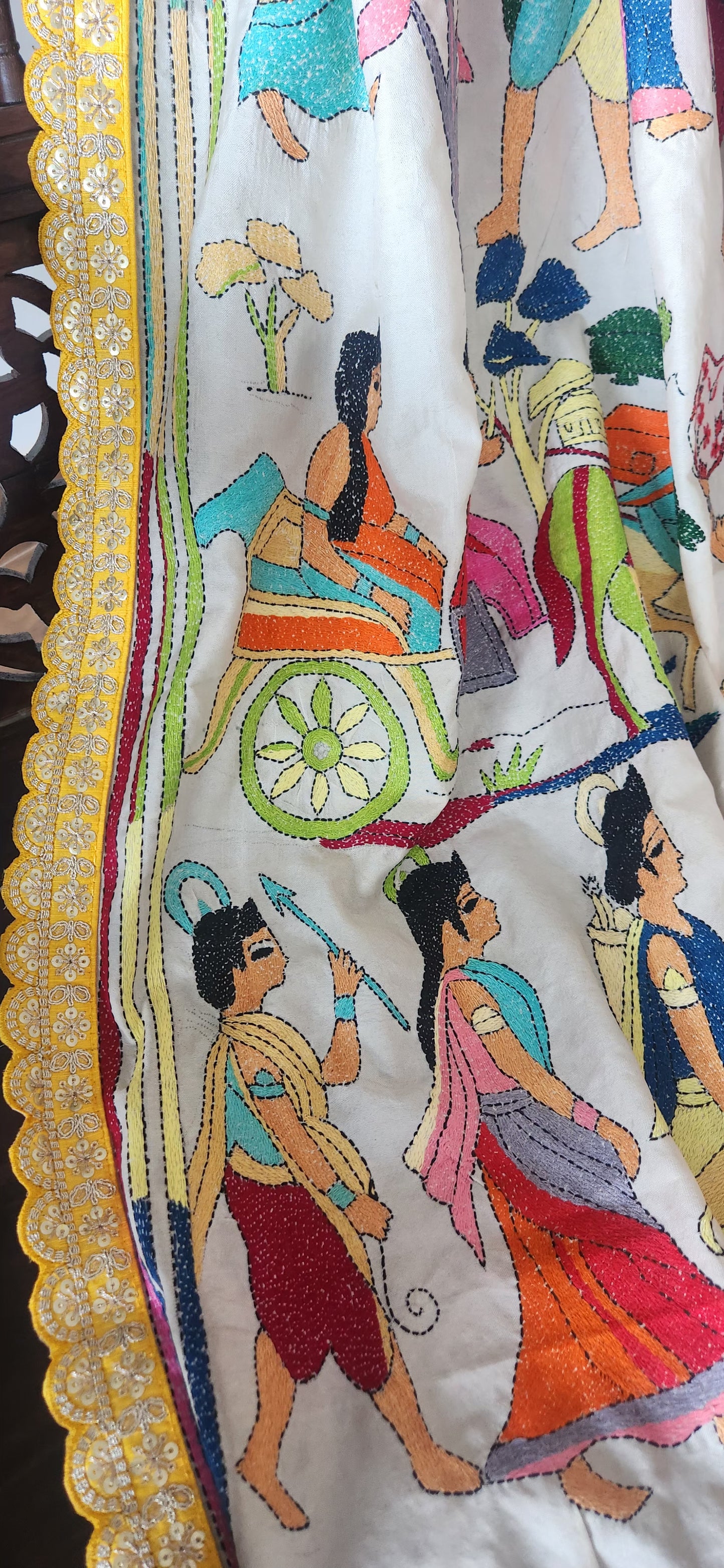 Ramayana dupatta kantha dupatta handmade dupatta diwali shopping wedding dupatta Indian gifts wedding gift