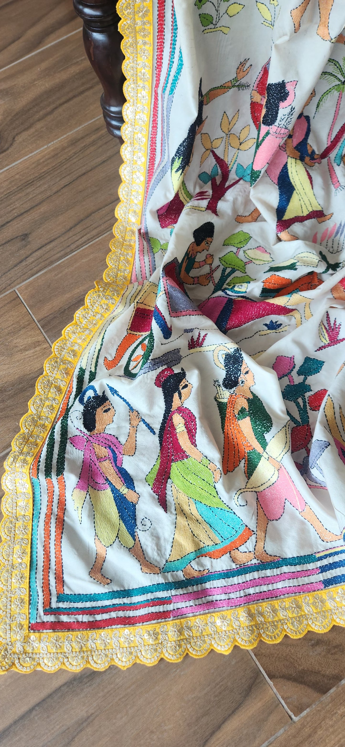 Ramayana dupatta kantha dupatta handmade dupatta diwali shopping wedding dupatta Indian gifts wedding gift