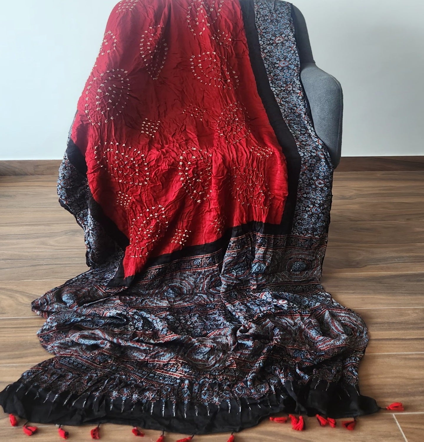 AJRAKH BANDHANI SILK SAREE