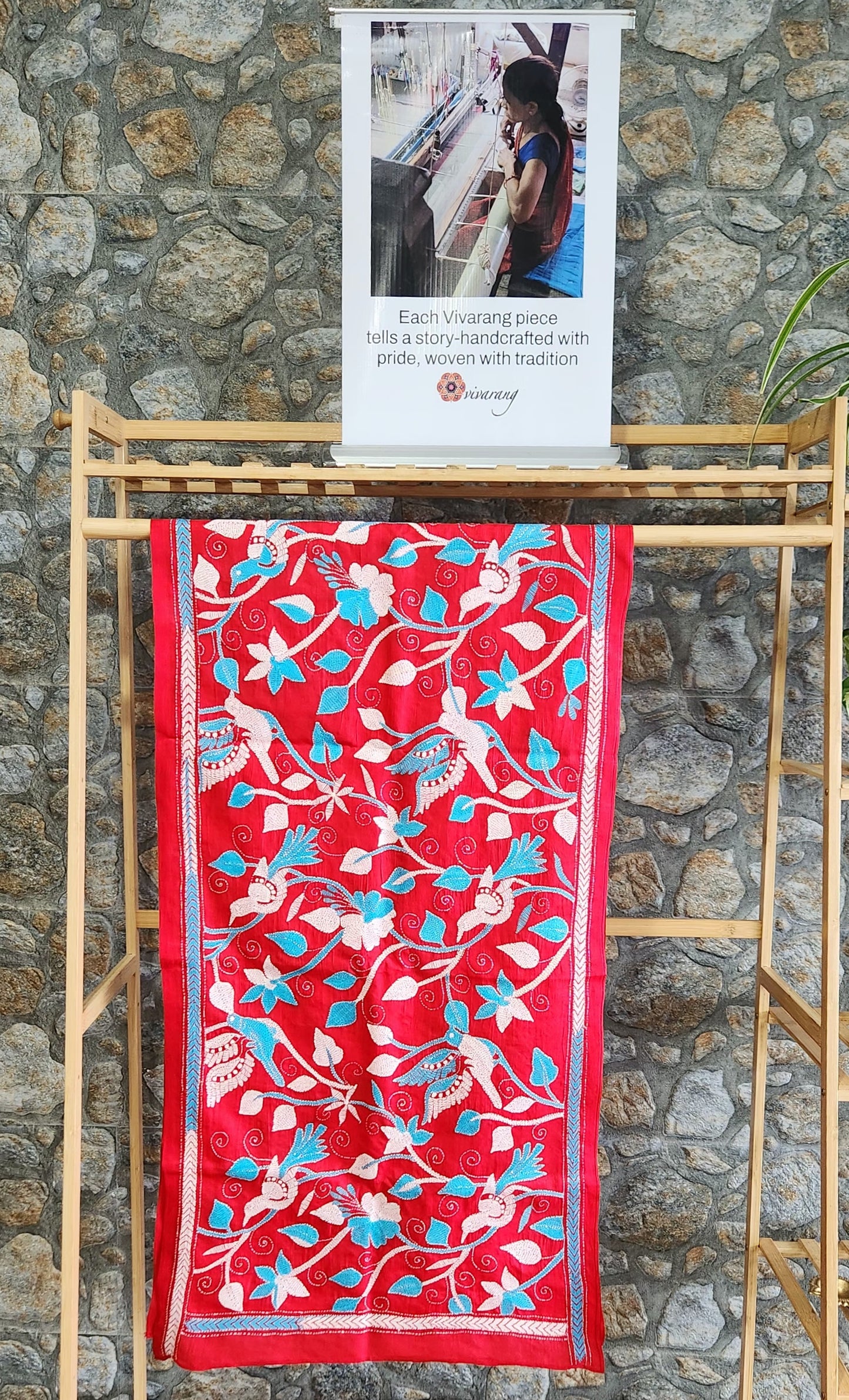 Stole red stole kantha stole birds kantha red dupatta kantha dupatta